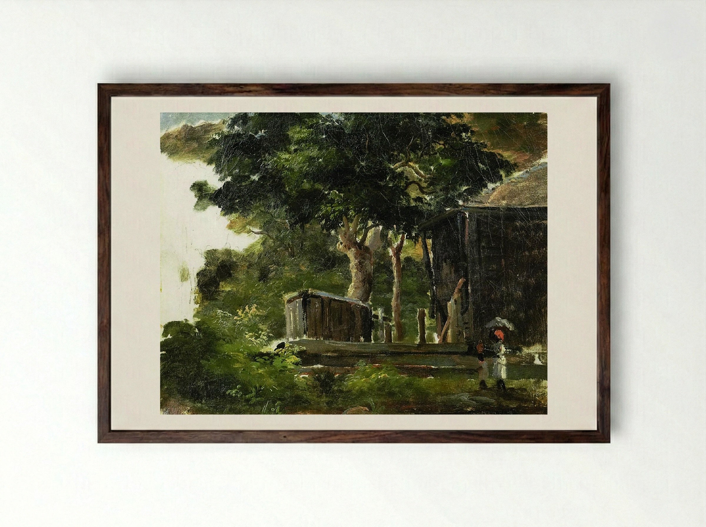 Landscape with House in the Woods, Saint Thomas, Antilles - Camille Pissarro - Framed Print Dark Wood
