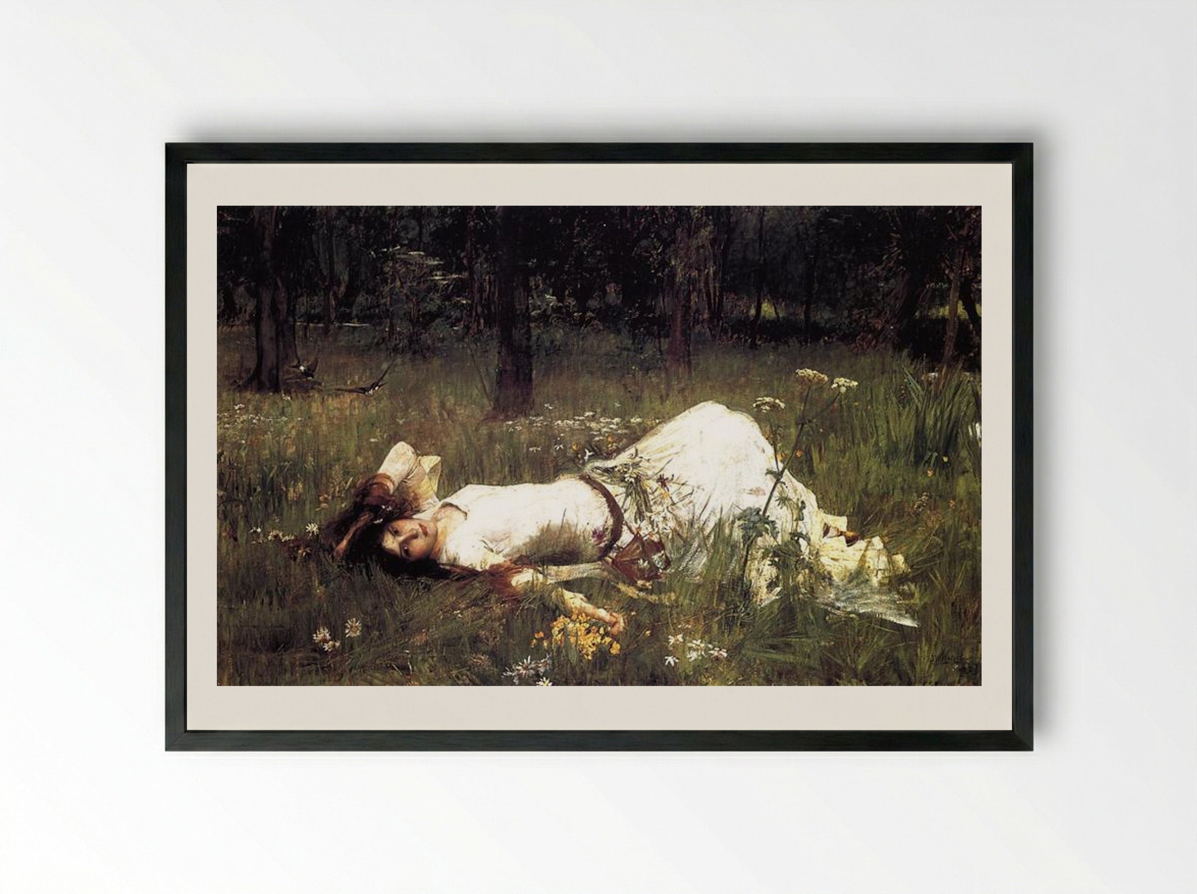 Ophelia - John William Waterhouse - Framed Print Black