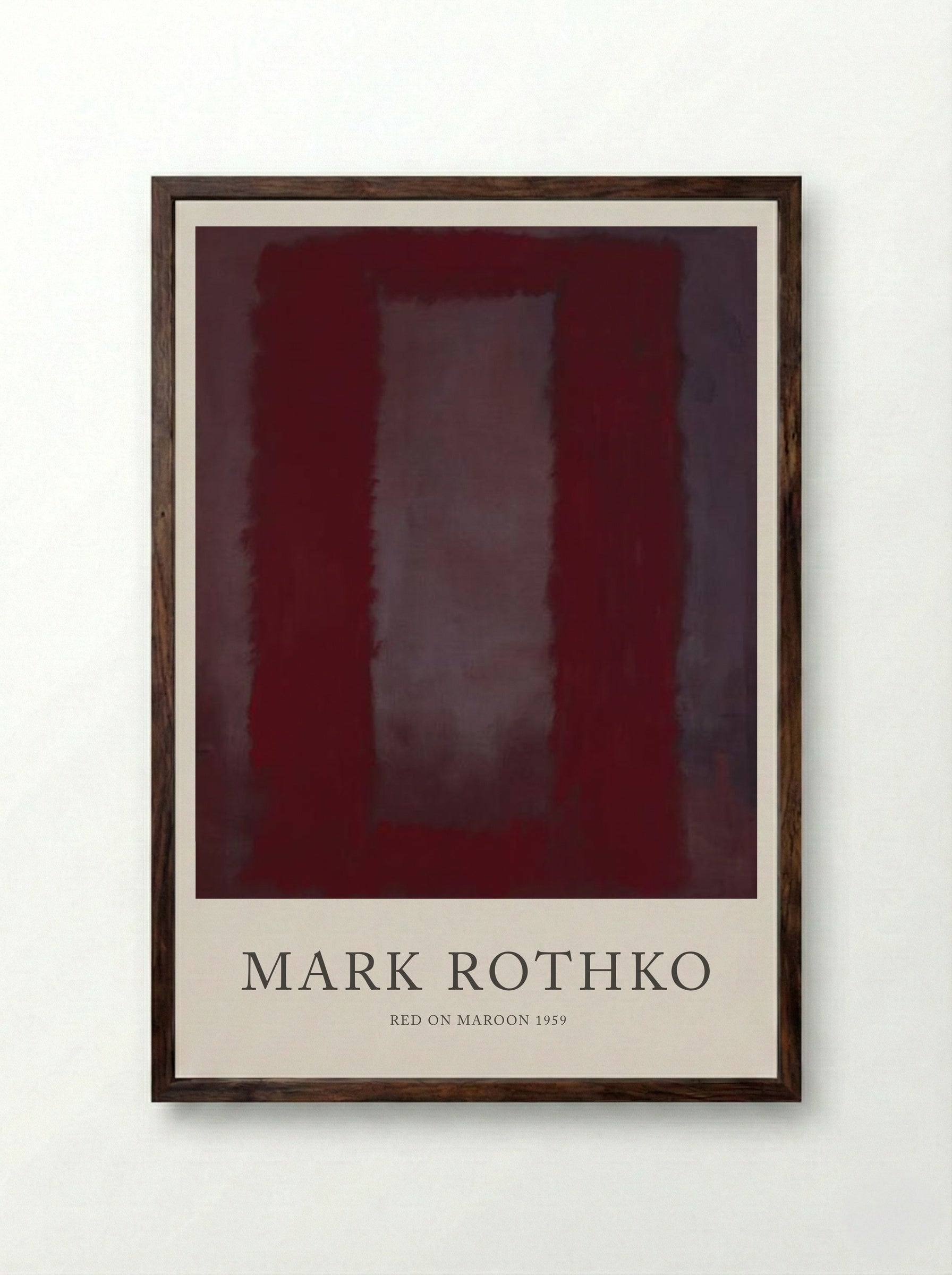 Red on Maroon - Mark Rothko - Framed Print Dark Wood