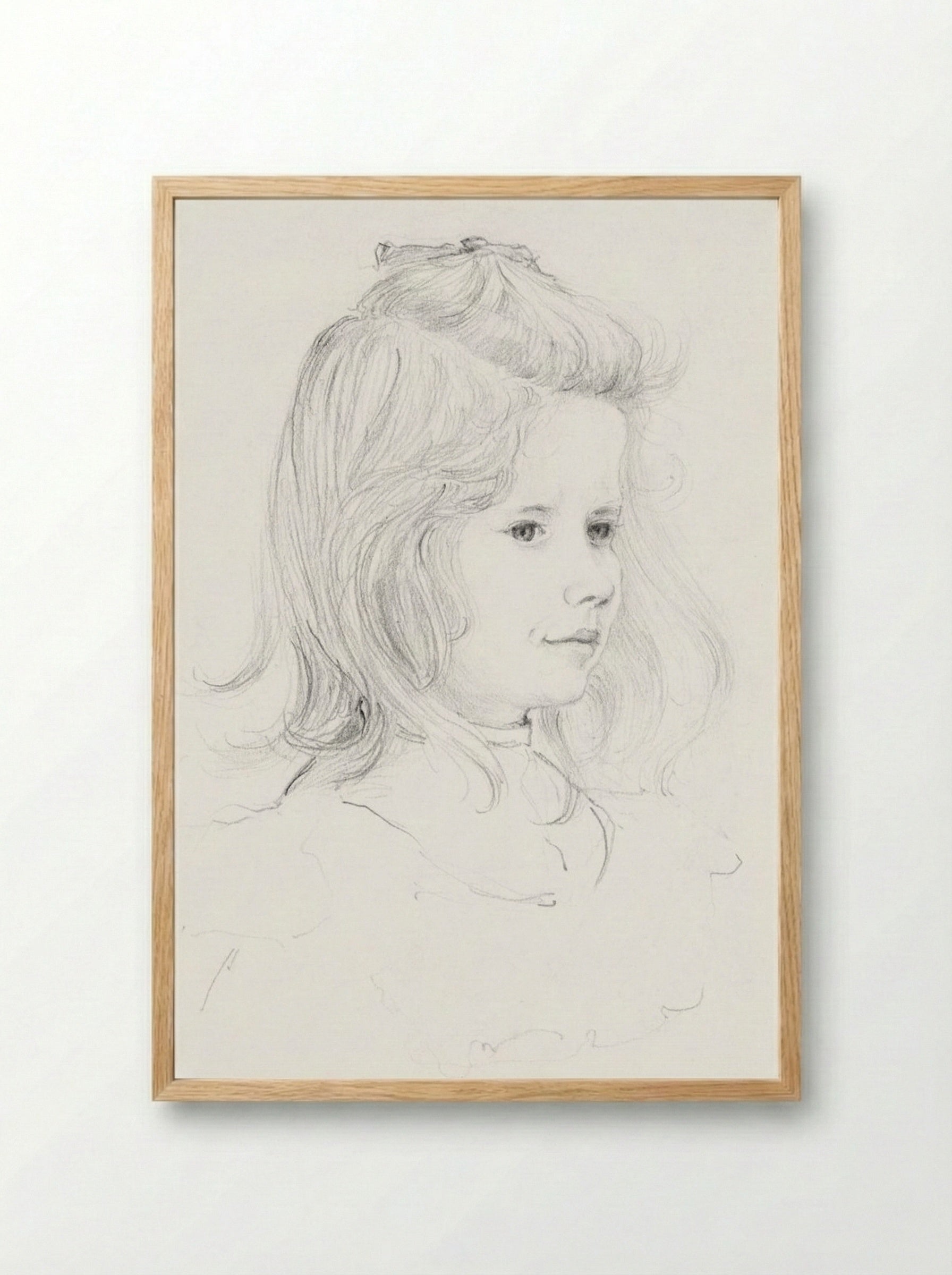 Portrait of a Girl (Sketch) - Julie de Graag - Framed Print Wood