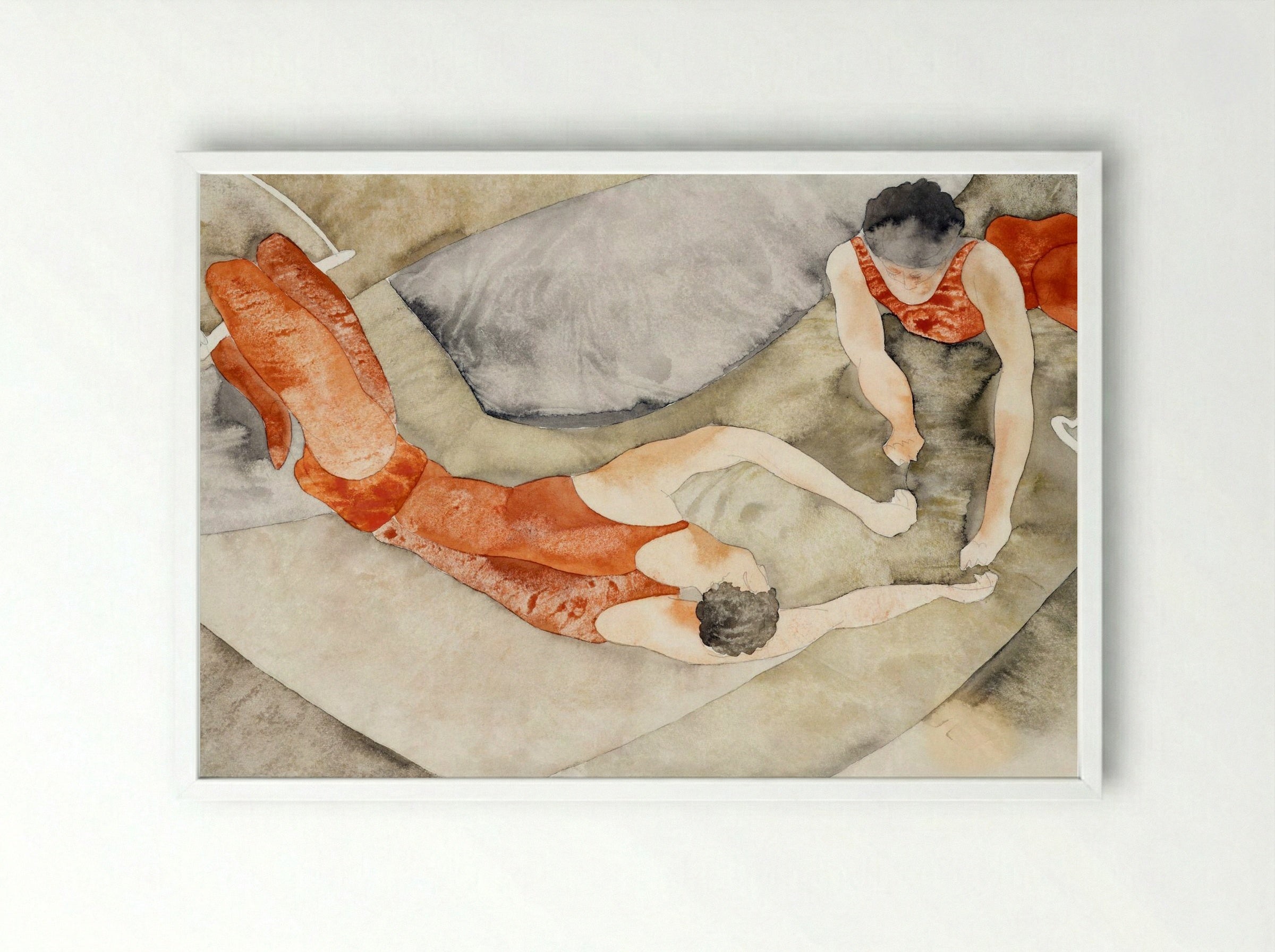 Two Trapeze Performers in Red - Charles Demuth - Framed Print White