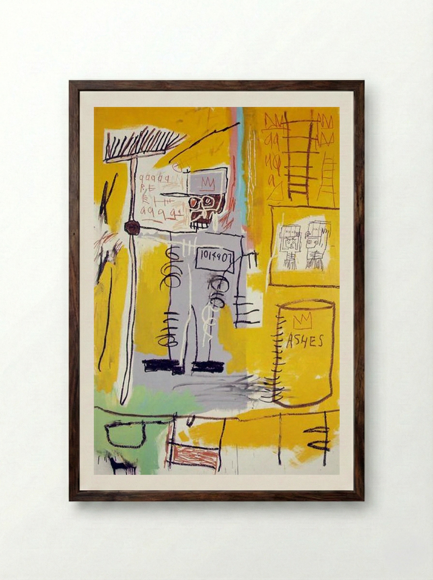 Ashes - Jean-Michel Basquiat - Framed Print Dark Wood
