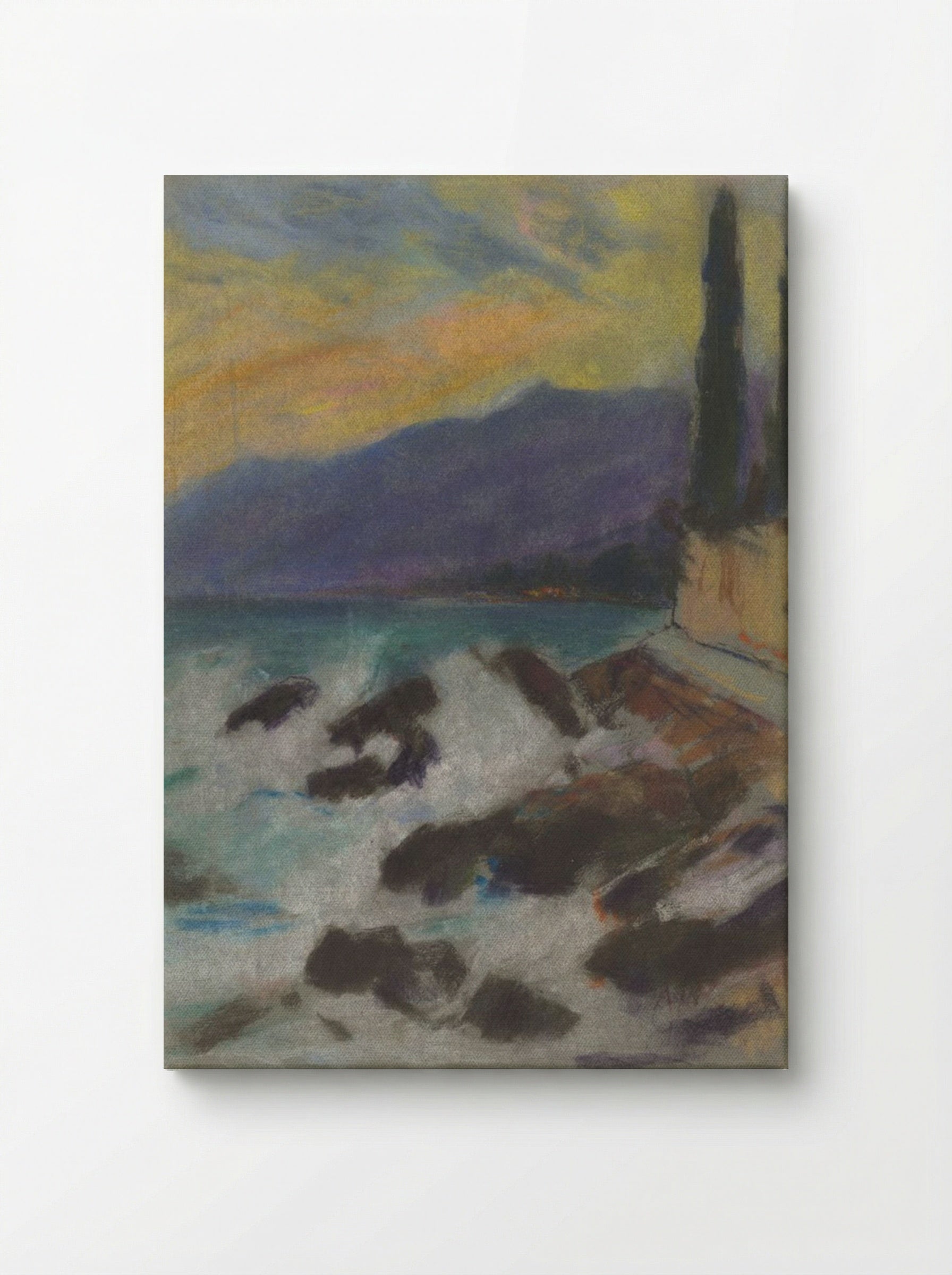 Rocky Seashore with Cypresses - Zolo Palugyay - Canvas