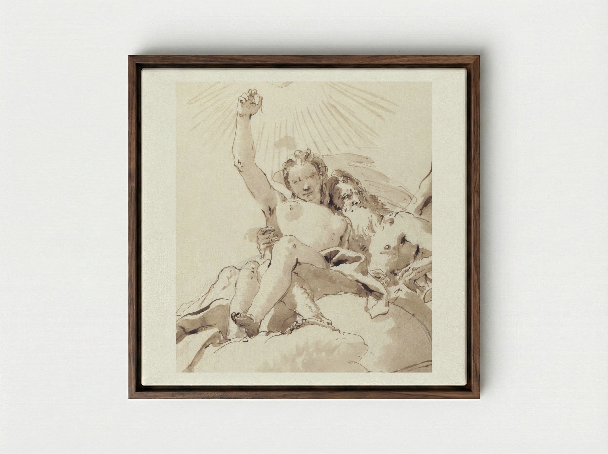 Time and Truth - Giovanni Battista Tiepolo - Framed Canvas Dark Wood