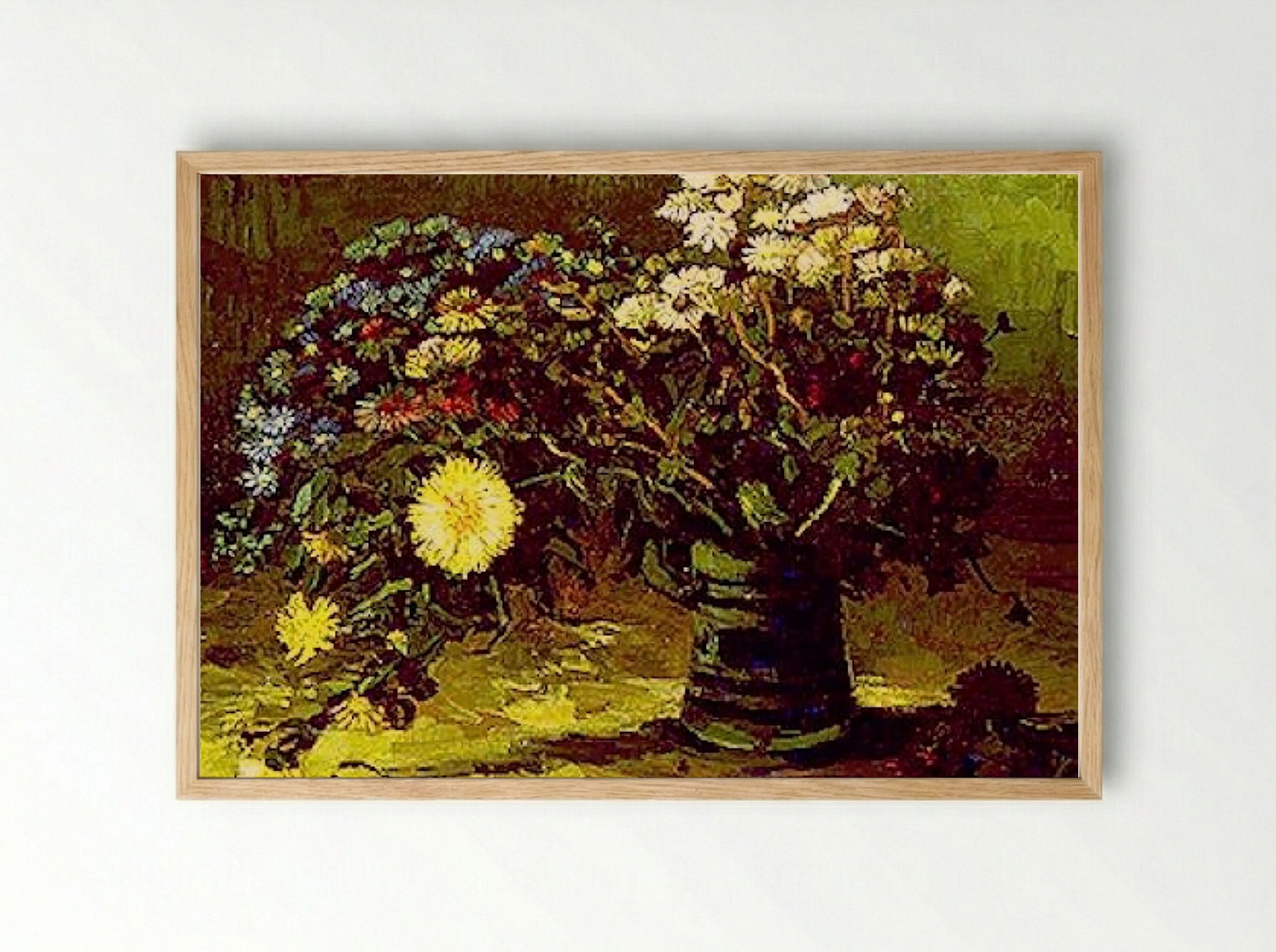 Vase with Daisies and Poppies - Vincent van Gogh - Framed Print Wood