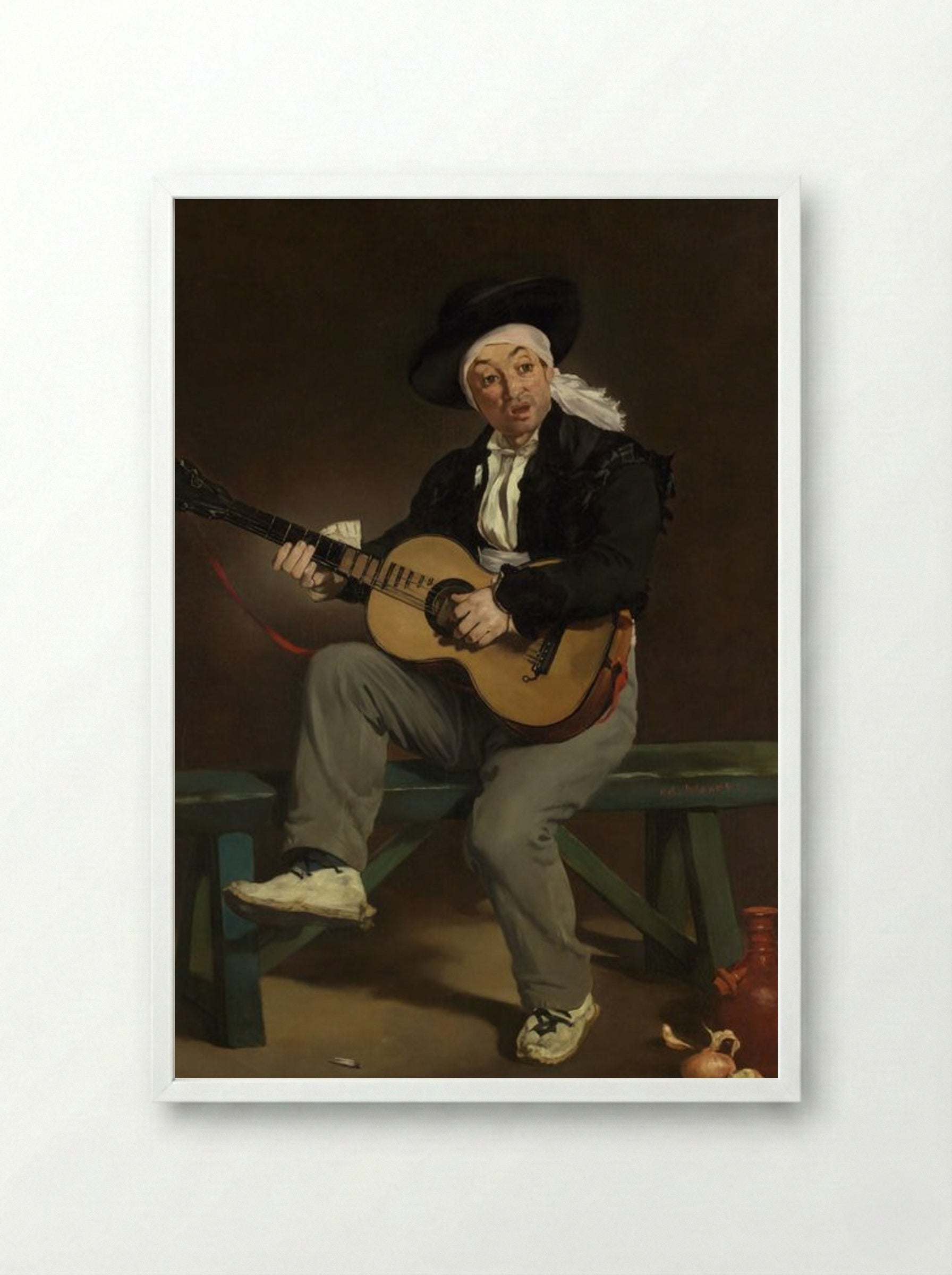 The Spanish Singer - Édouard Manet - Framed Print White