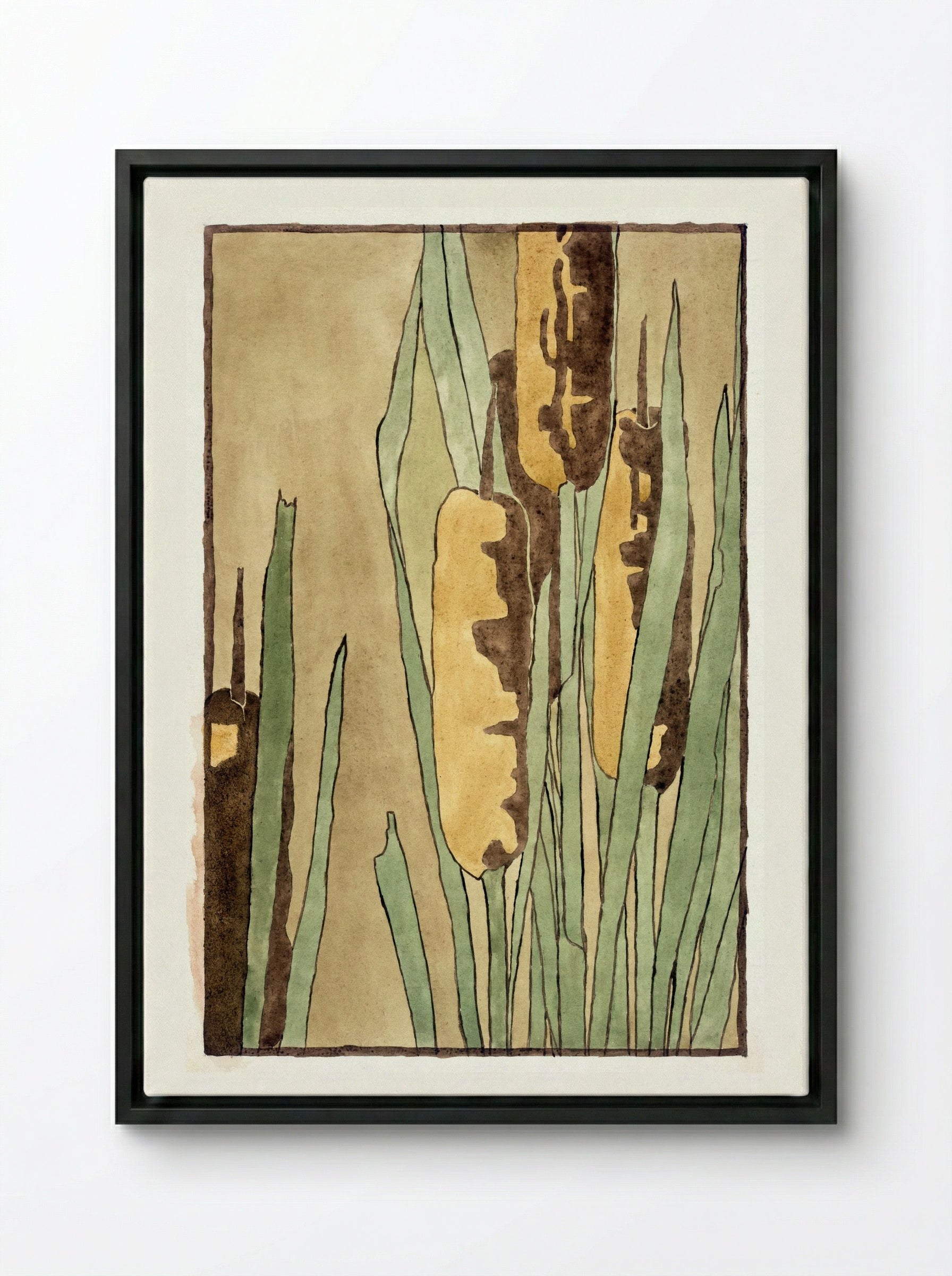 Cattail - Hannah Borger Overbeck - Framed Canvas Black