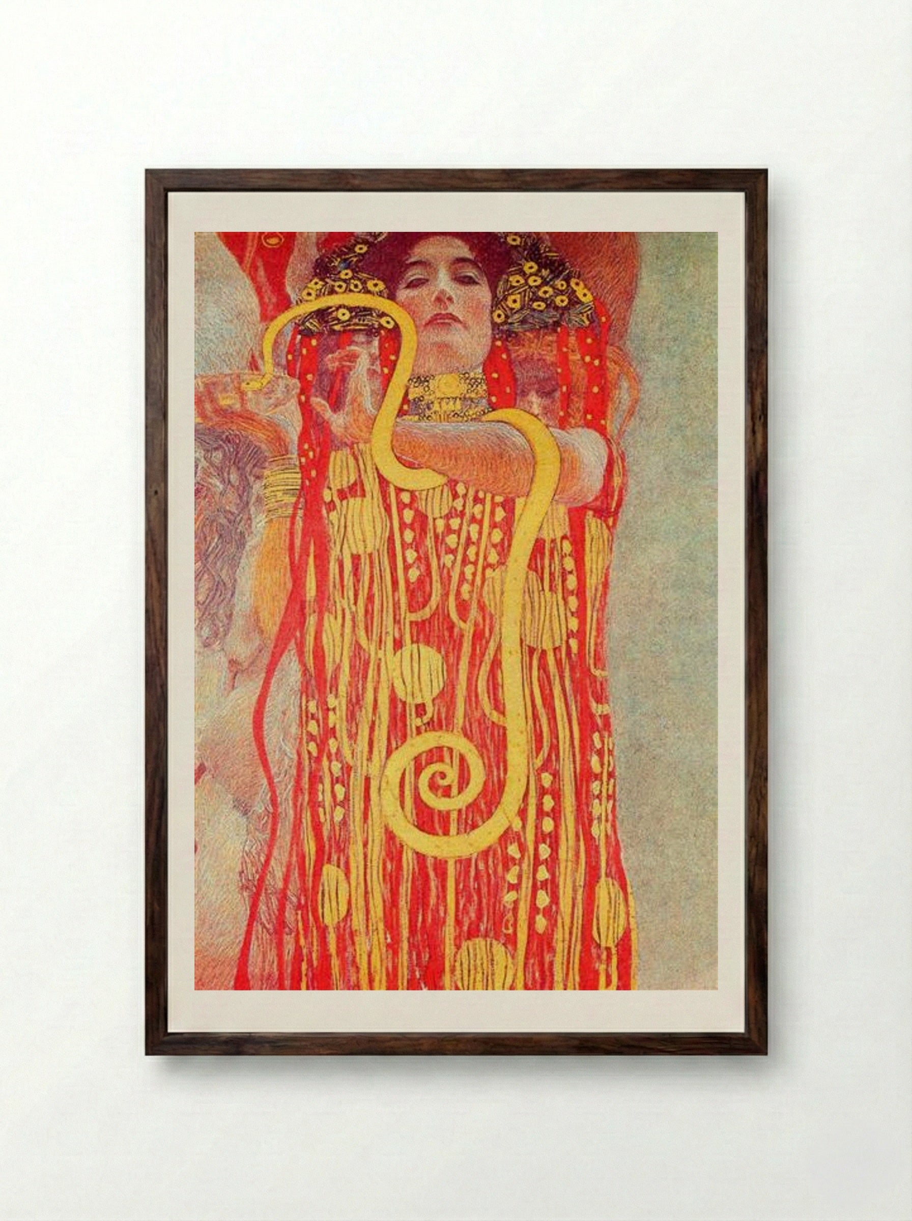 University of Vienna Ceiling Paintings (Medicine), detail showing Hygieia - Gustav Klimt - Framed Print Dark Wood
