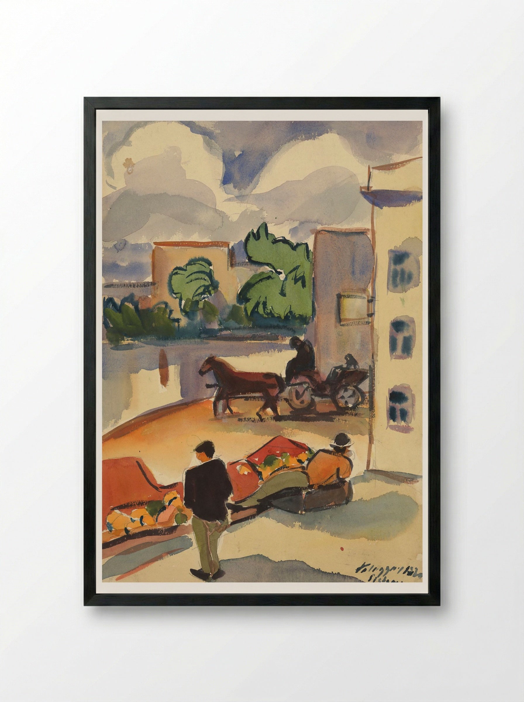 Provincial Street Scene - Zolo Palugyay - Framed Print Black