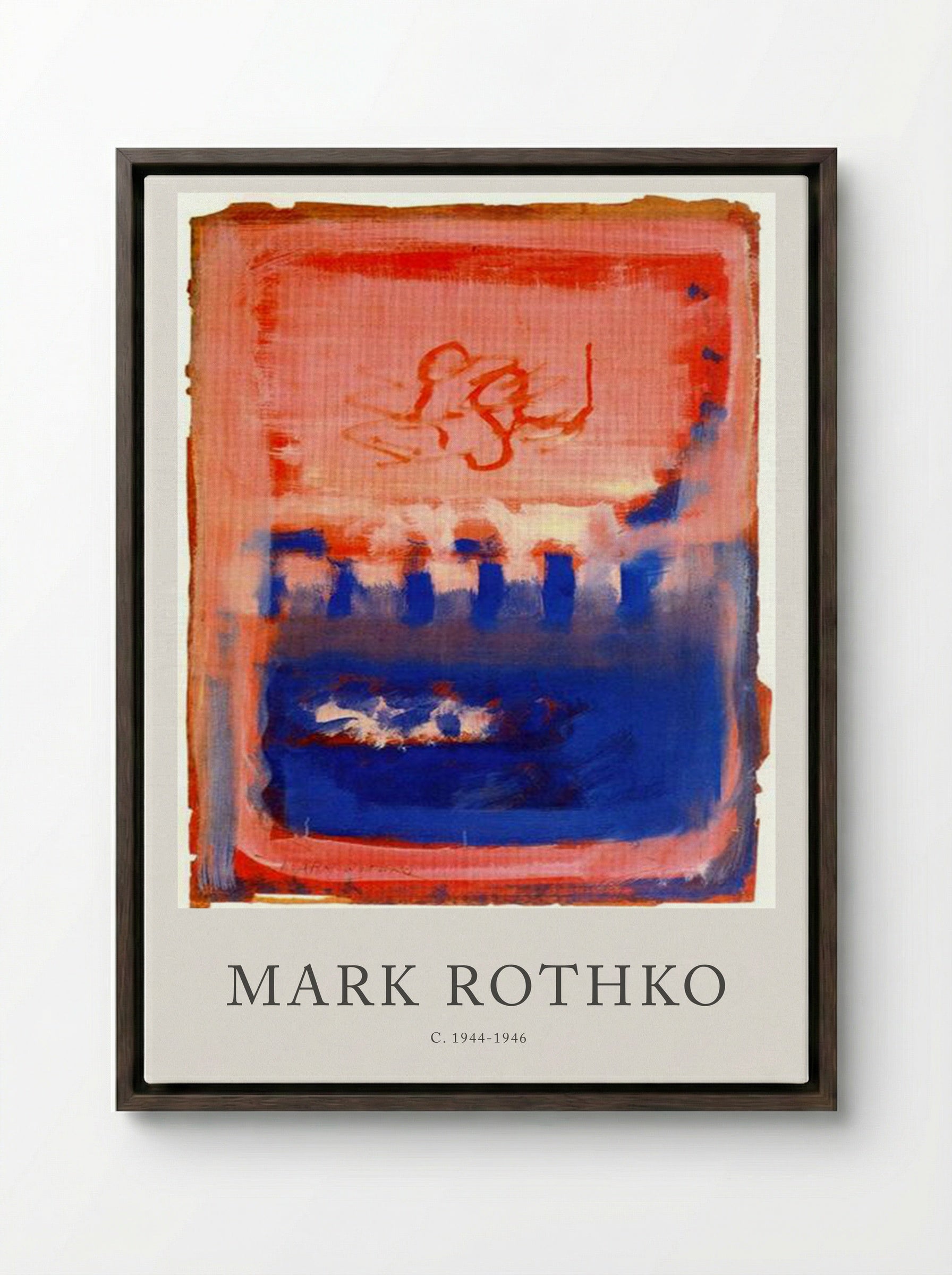 Untitled (Red and Blue Composition) - Mark Rothko - Framed Canvas Dark Wood