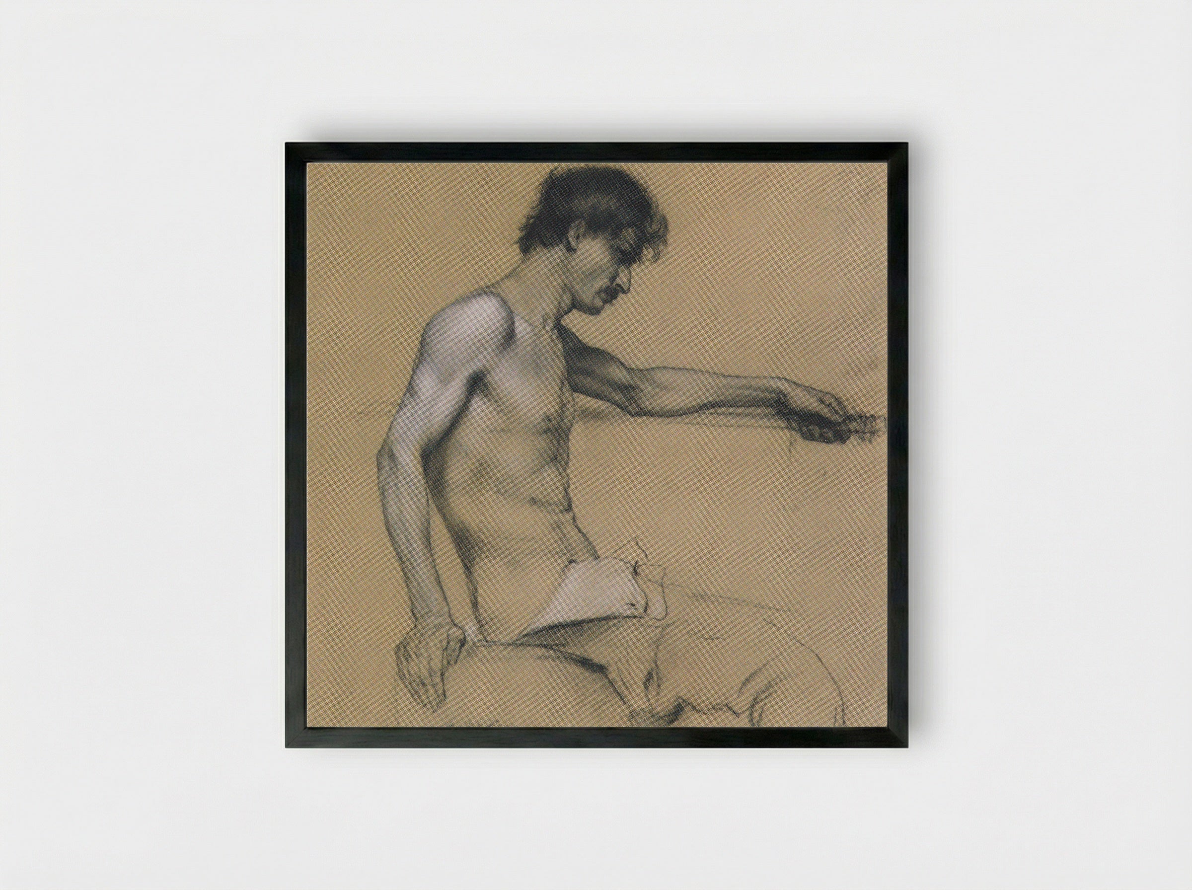 Male Nude Study - Koloman Moser - Framed Print Black
