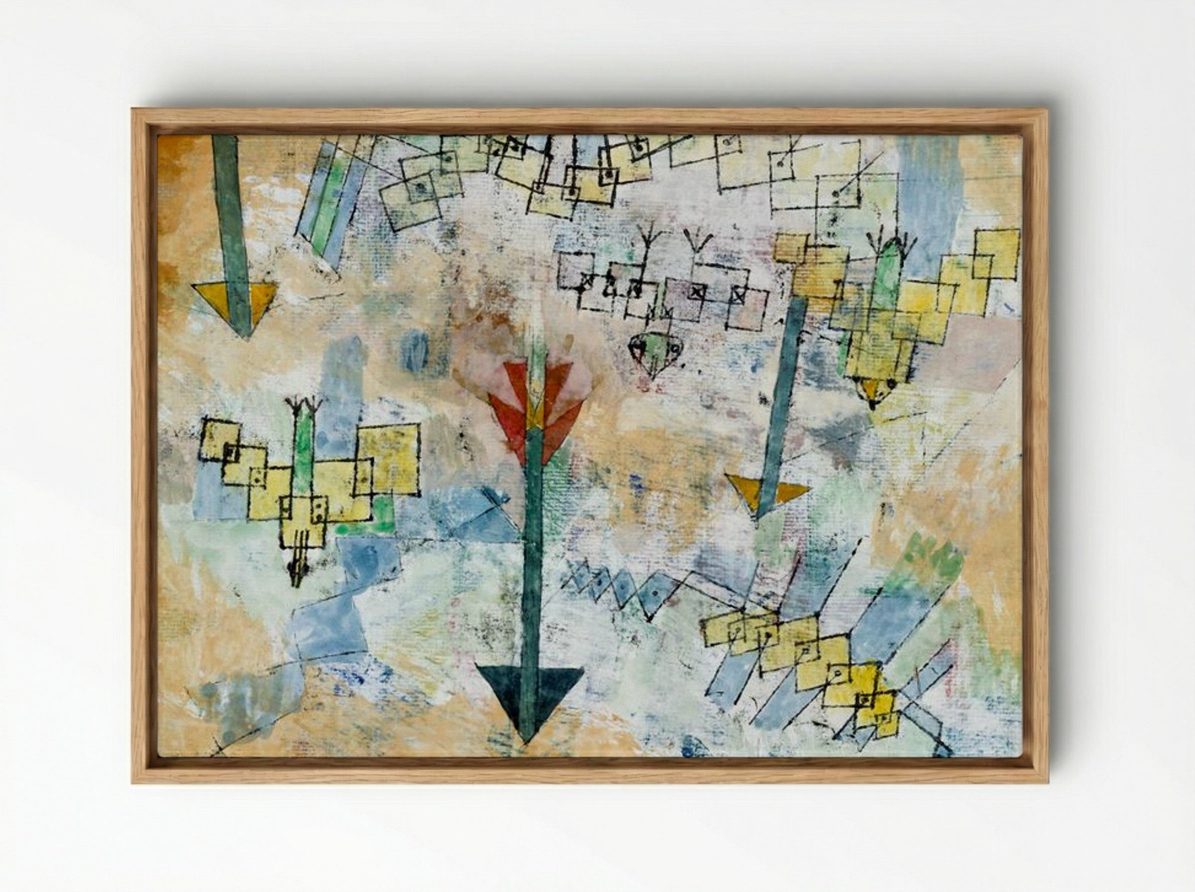 Birds Swooping Down and Arrows - Paul Klee - Framed Canvas Wood