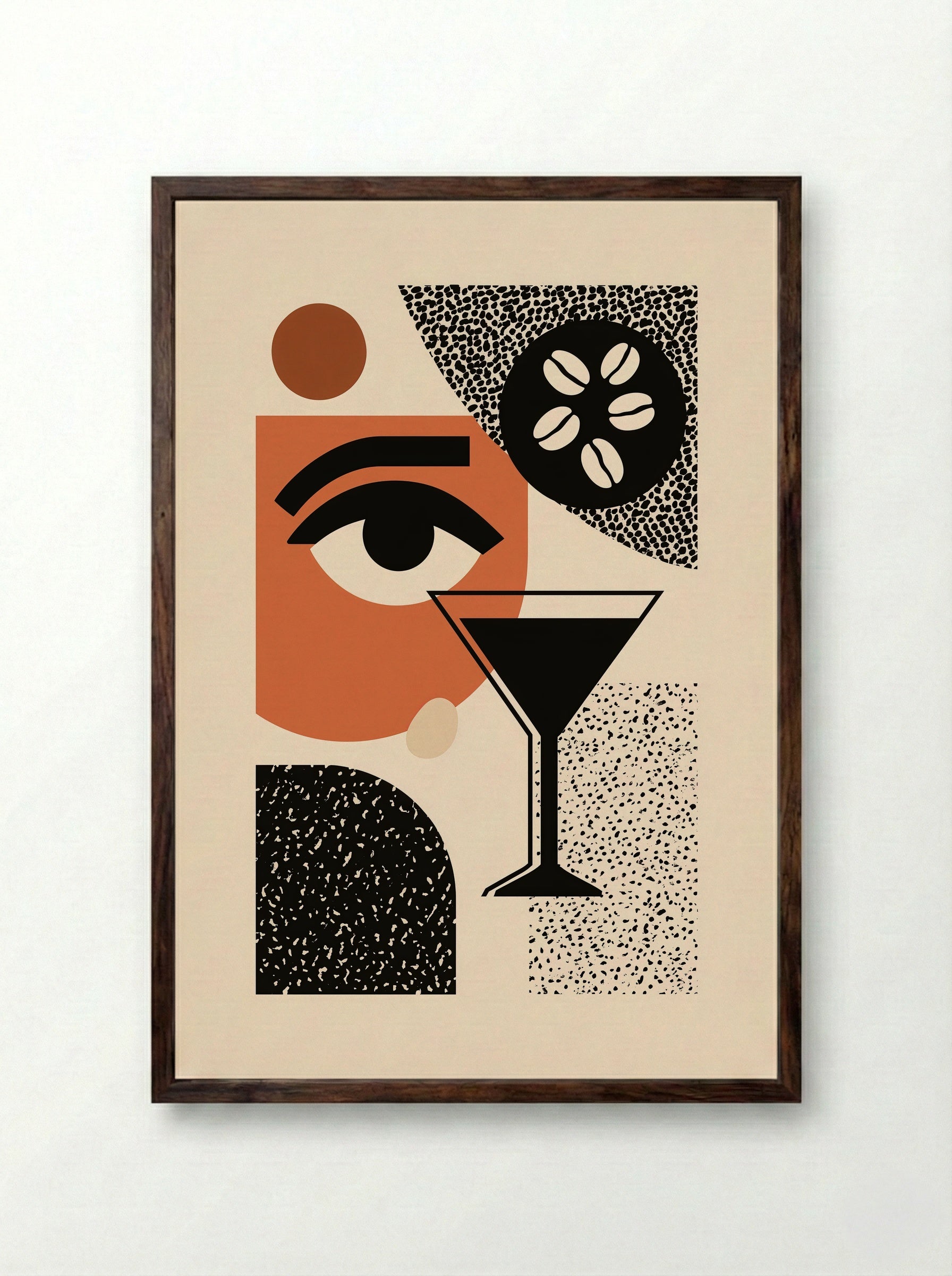 Midnight Espresso Martini - Framed Print Dark Wood