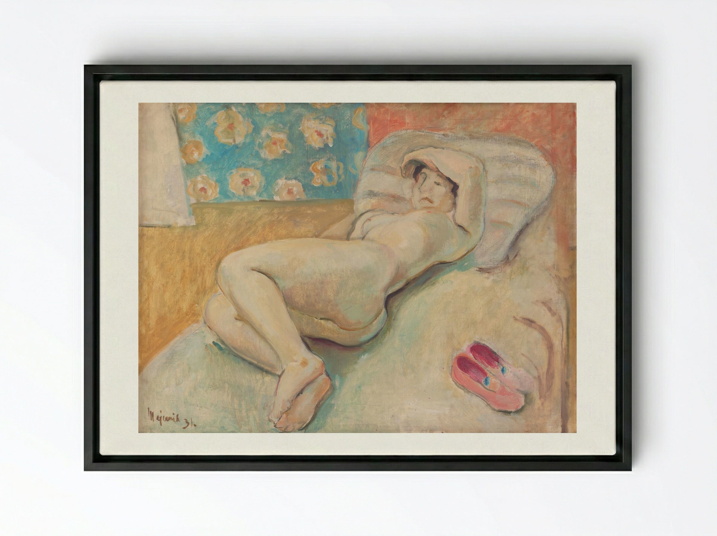 Resting Woman - Cyprián Majerník - Framed Canvas Black