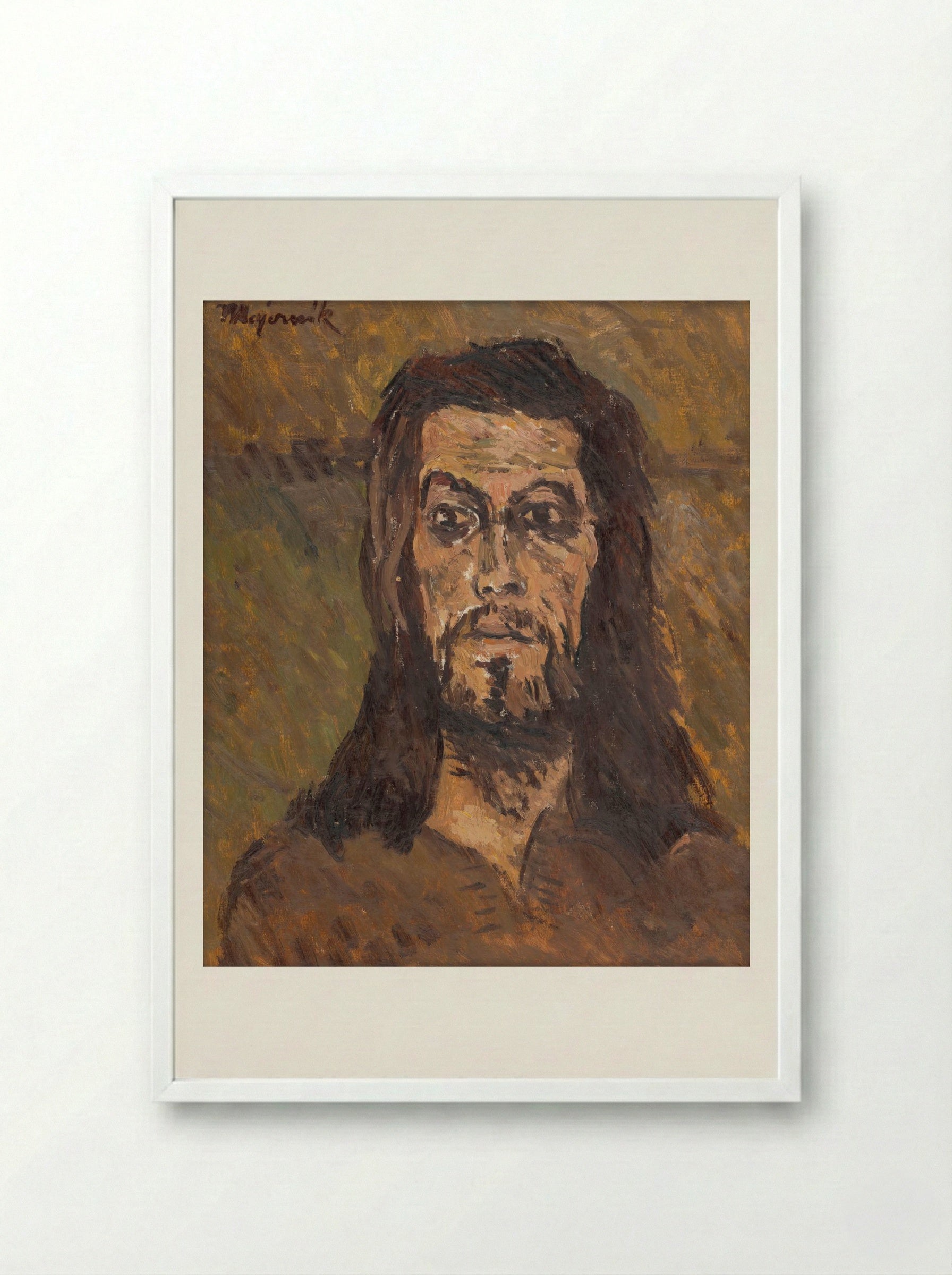 The Head of Saint John the Baptist - Cyprián Majerník - Framed Print White