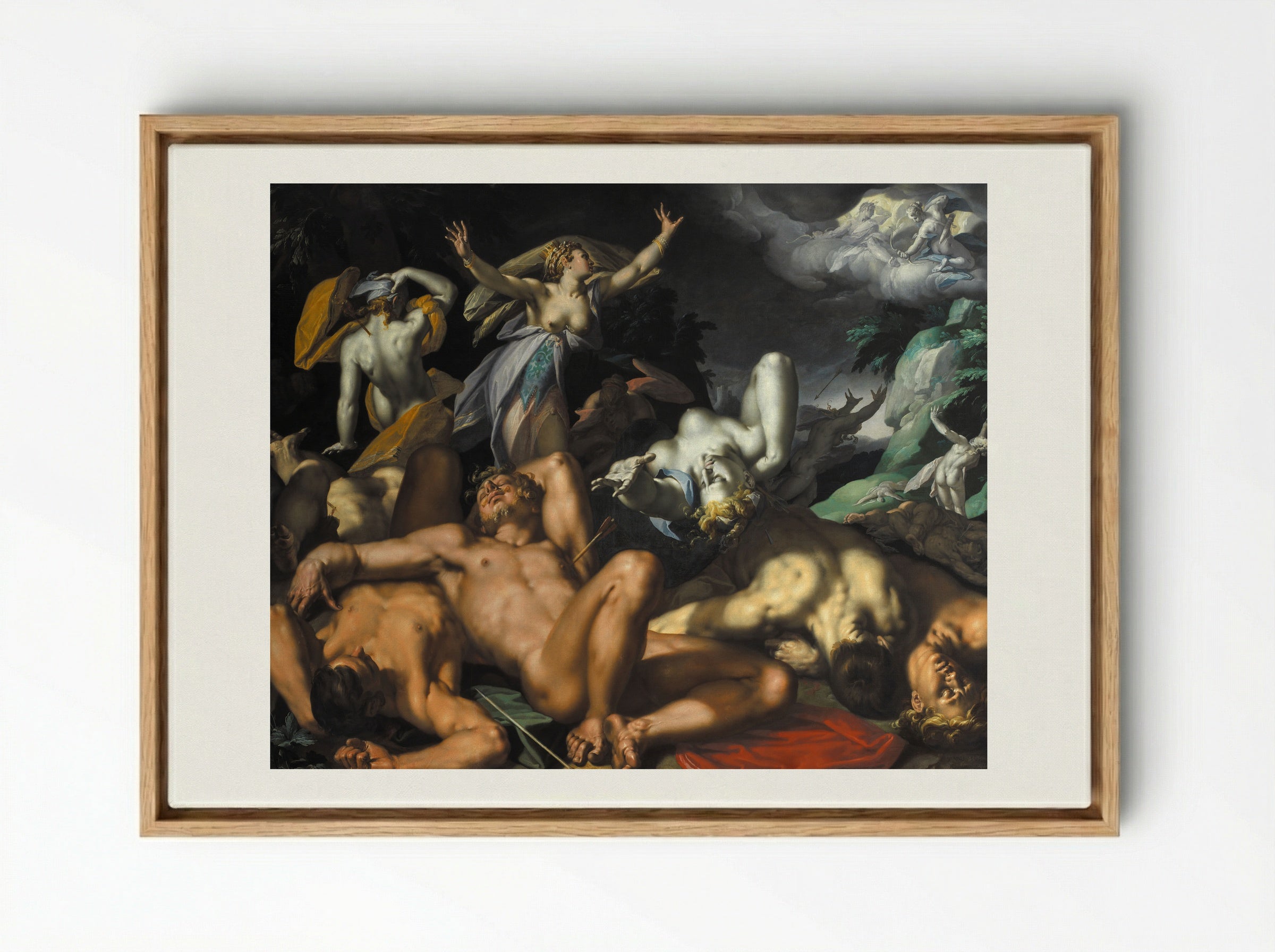 Apollo and Diana Punishing Niobe by Killing her Children - Abraham Bloemaert - Framed Canvas Wood