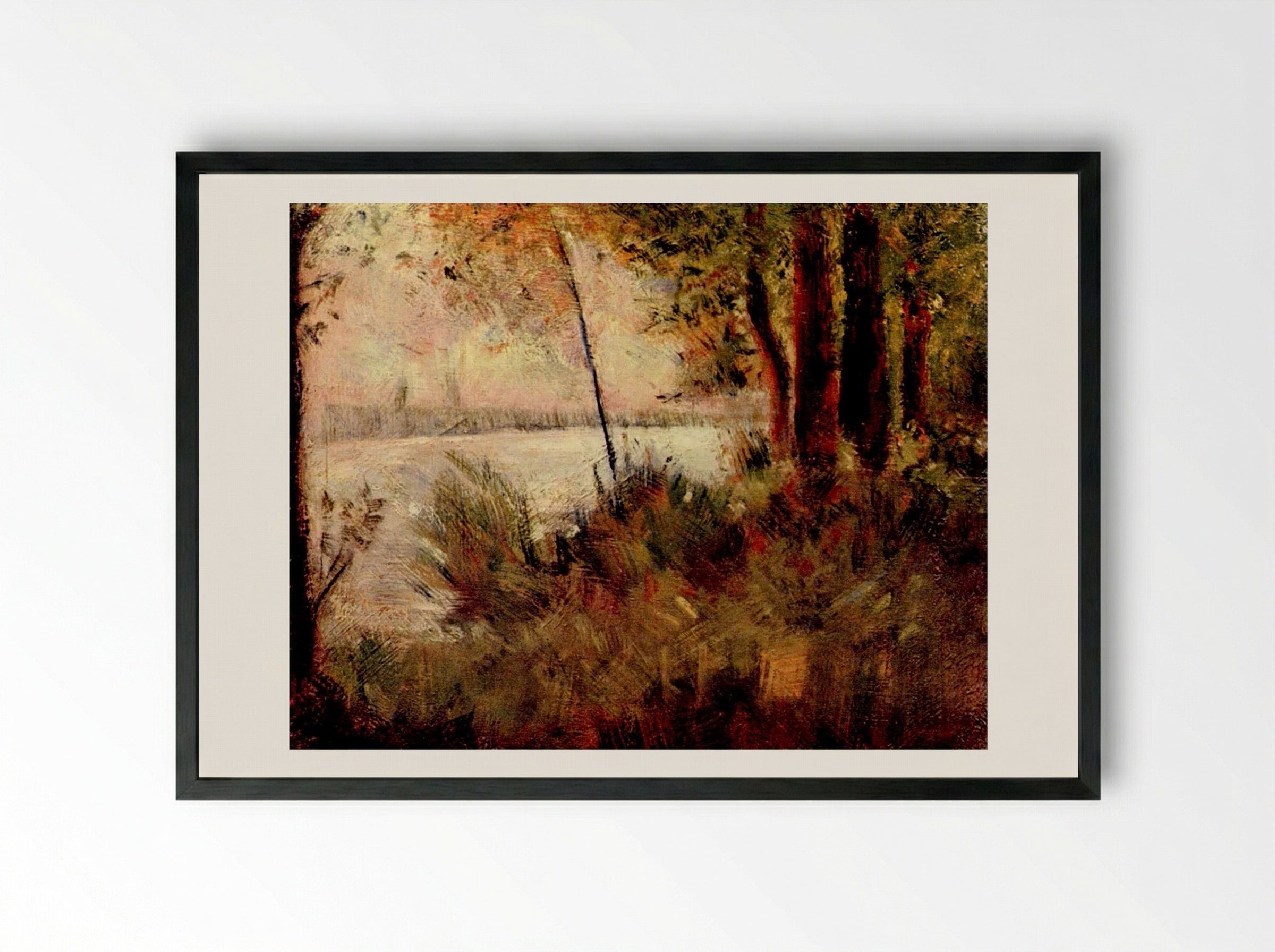 Grassy Riverbank - Fine Art Print - Framed Print Black