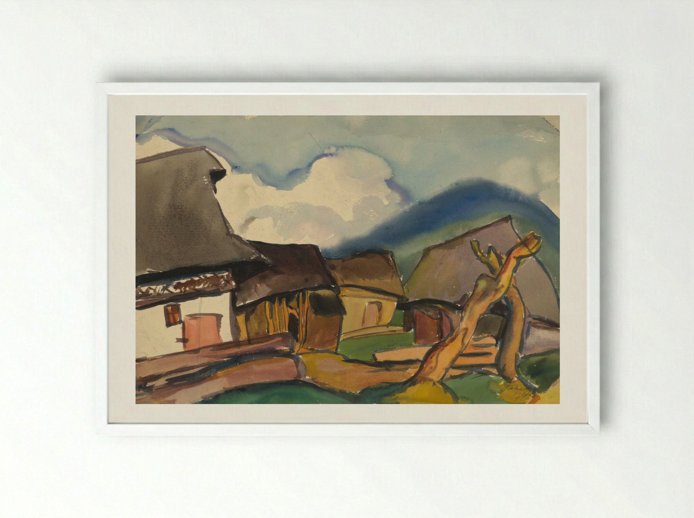 Village Scene - Zolo Palugyay - Framed Print White