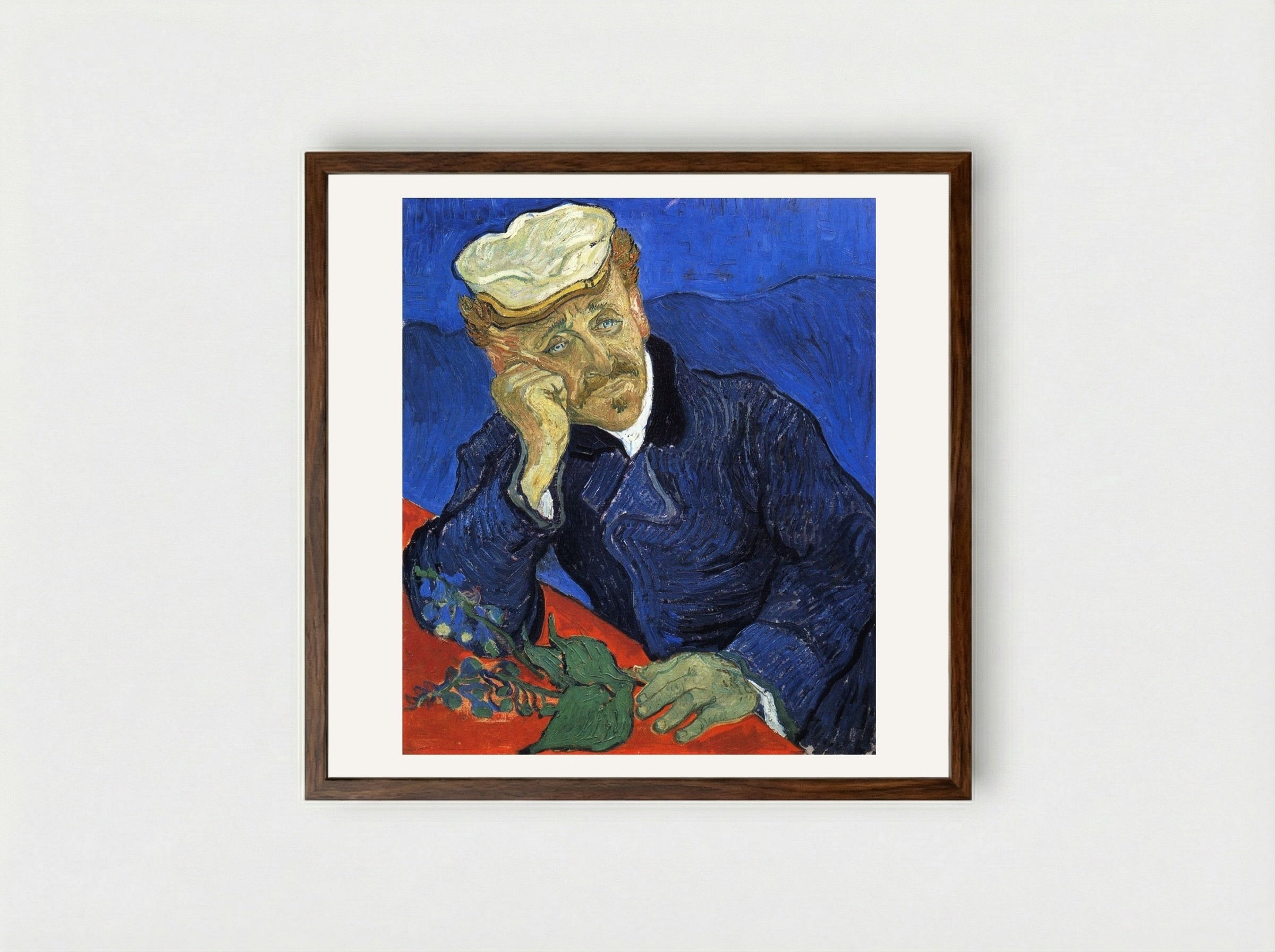 Portrait of Dr. Gachet - Vincent van Gogh - Framed Print Dark Wood