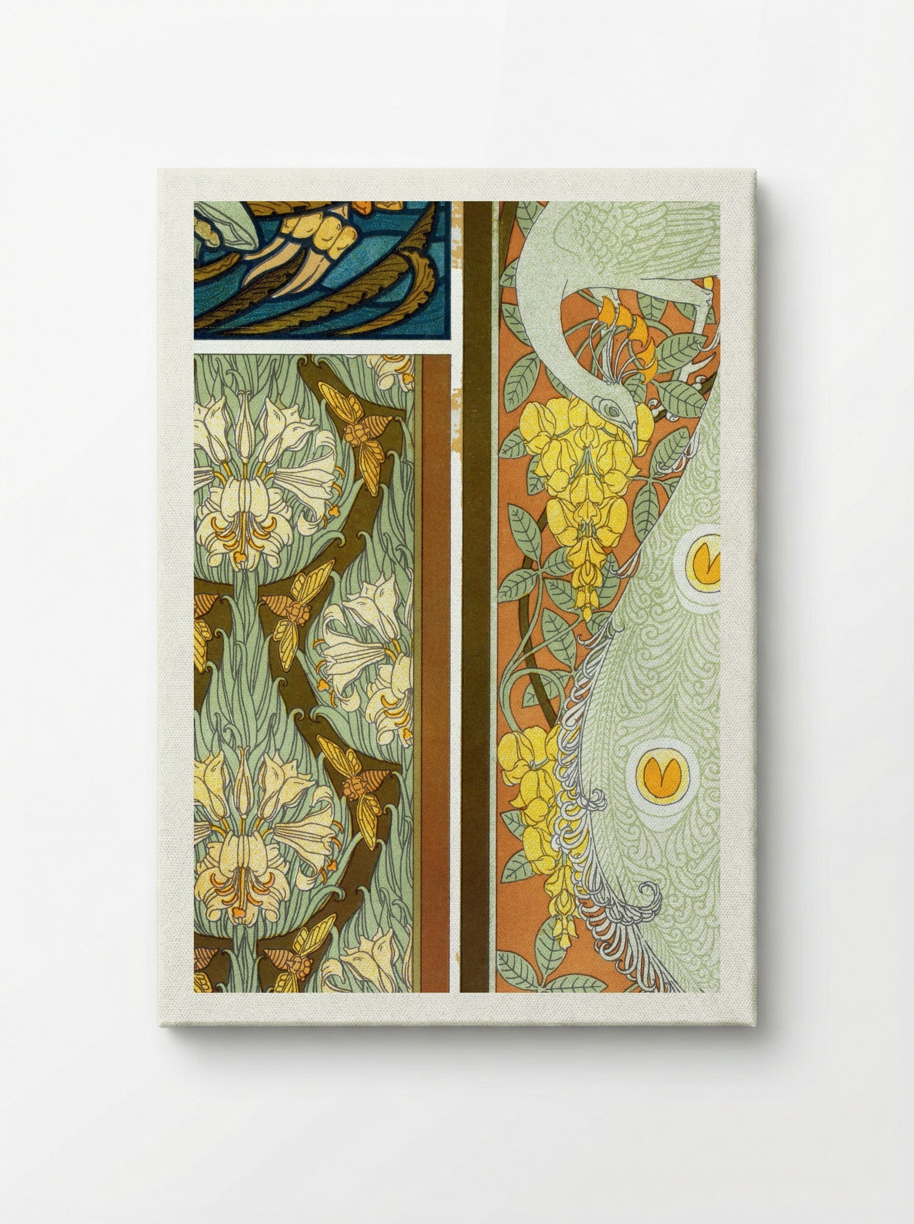 Meduses et Algues, Vitrail. Cigales et Lis, Paons et Cytise, Bordures (Plate 17 from L'animal dans la décoration) - Maurice Pillard Verneuil - Canvas