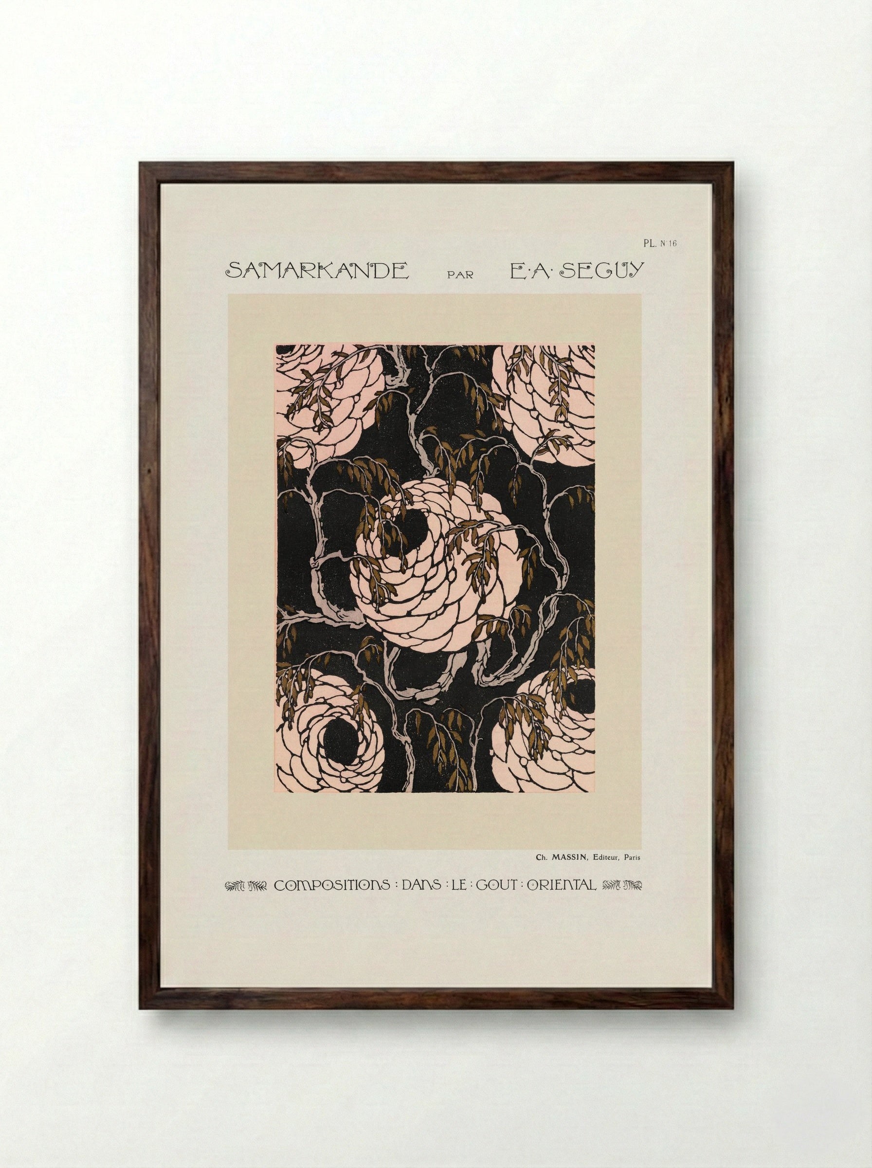 Samarkande, Plate 16 (Floral Composition in the Oriental Style) - Émile-Allain Séguy - Framed Print Dark Wood
