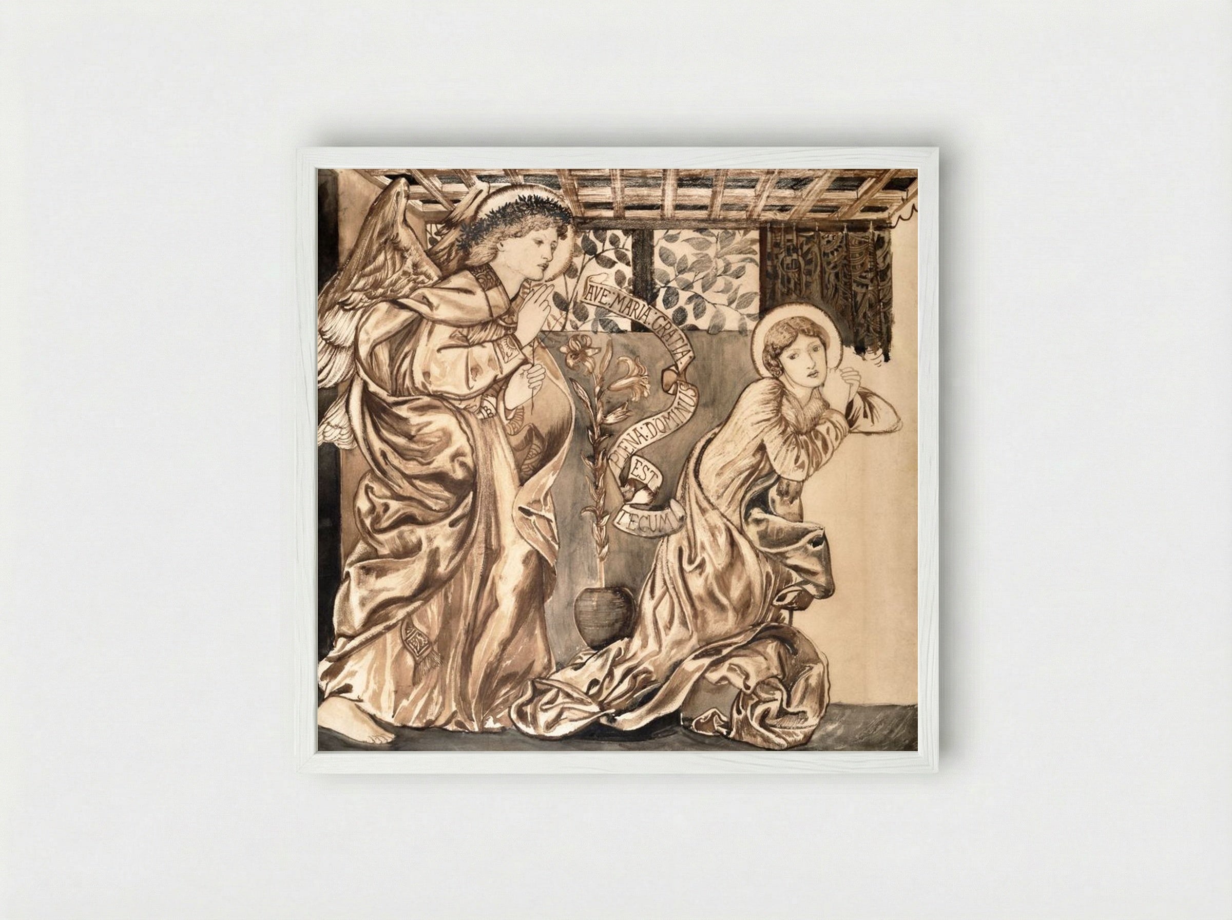 The Annunciation - Edward Burne-Jones - Framed Print White