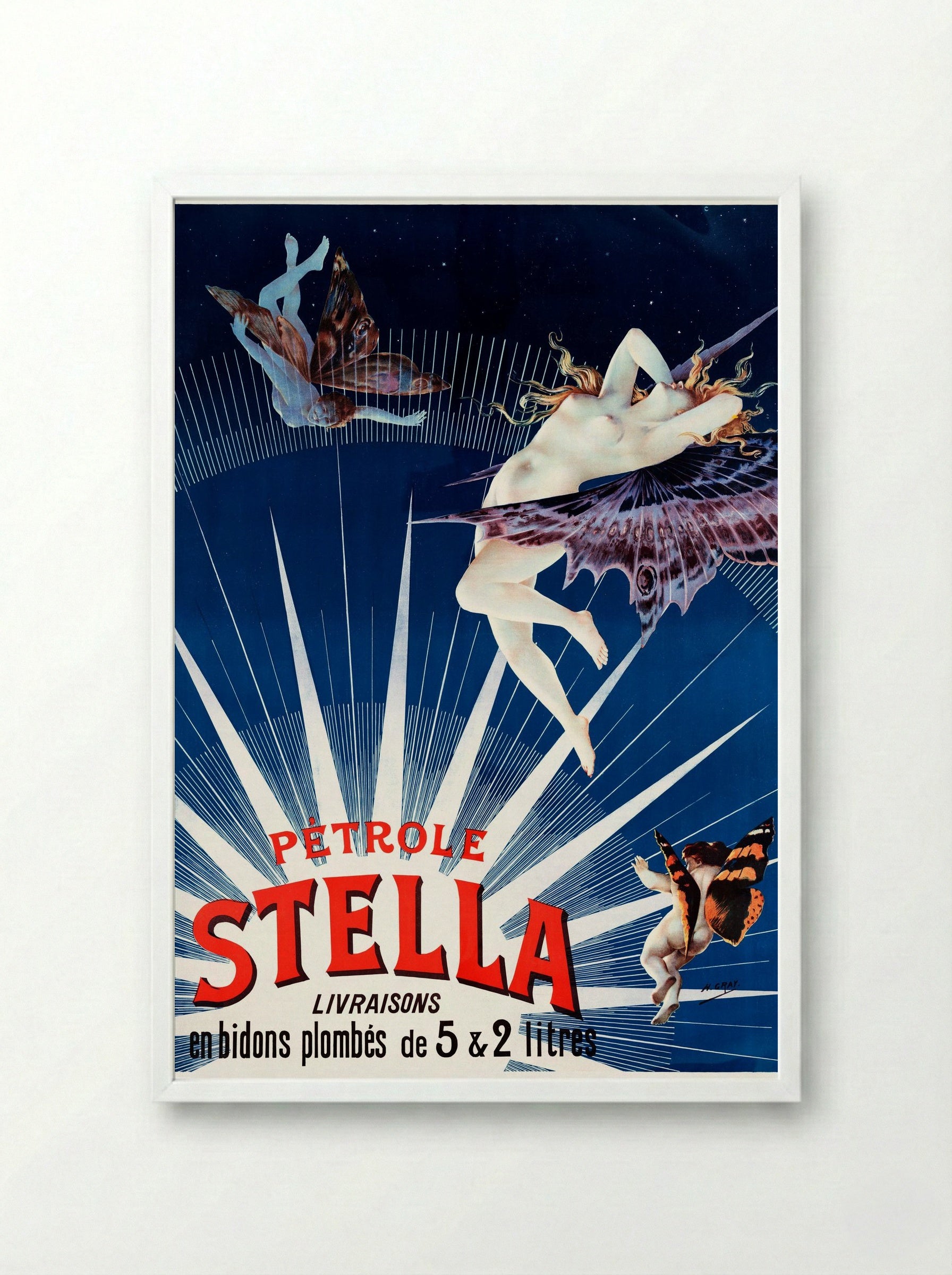 Pétrole Stella: Livraisons en bidons plombés de 5 & 2 litres - Henri Boulanger - Framed Print White