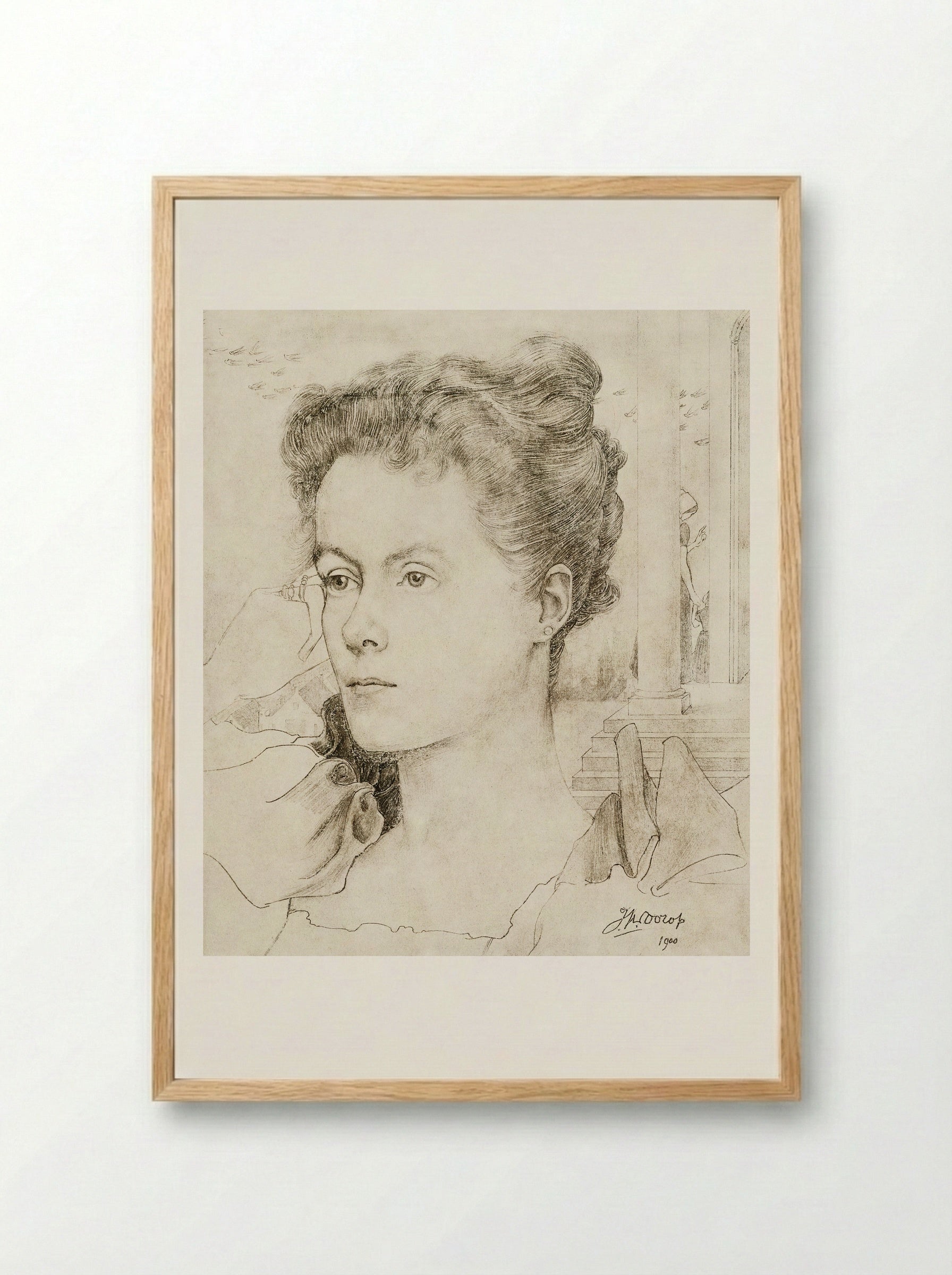 Portrait of Annie Hall or Janet Hall - Jan Toorop - Framed Print Wood