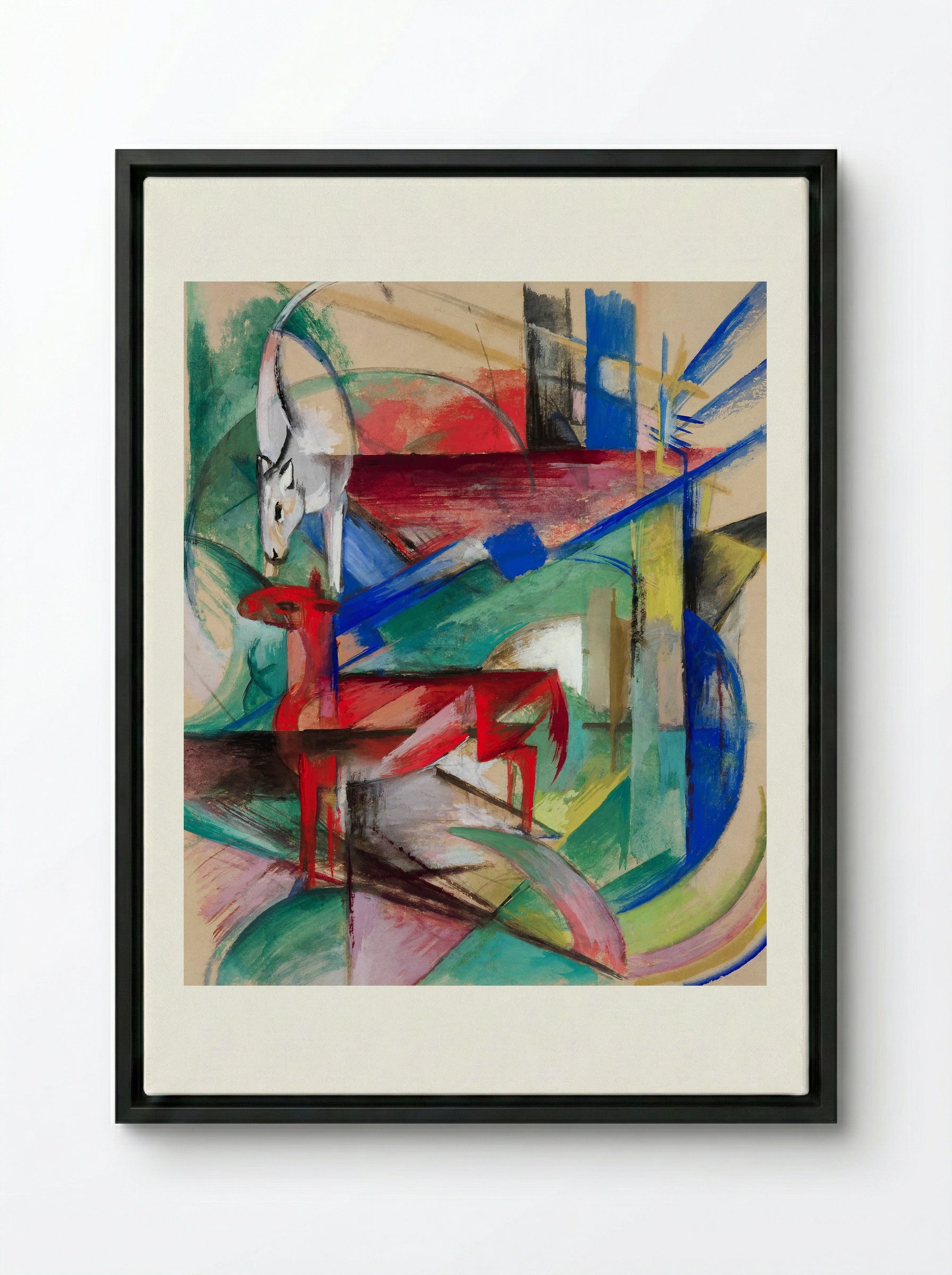 Landscape with Animals - Franz Marc - Framed Canvas Black