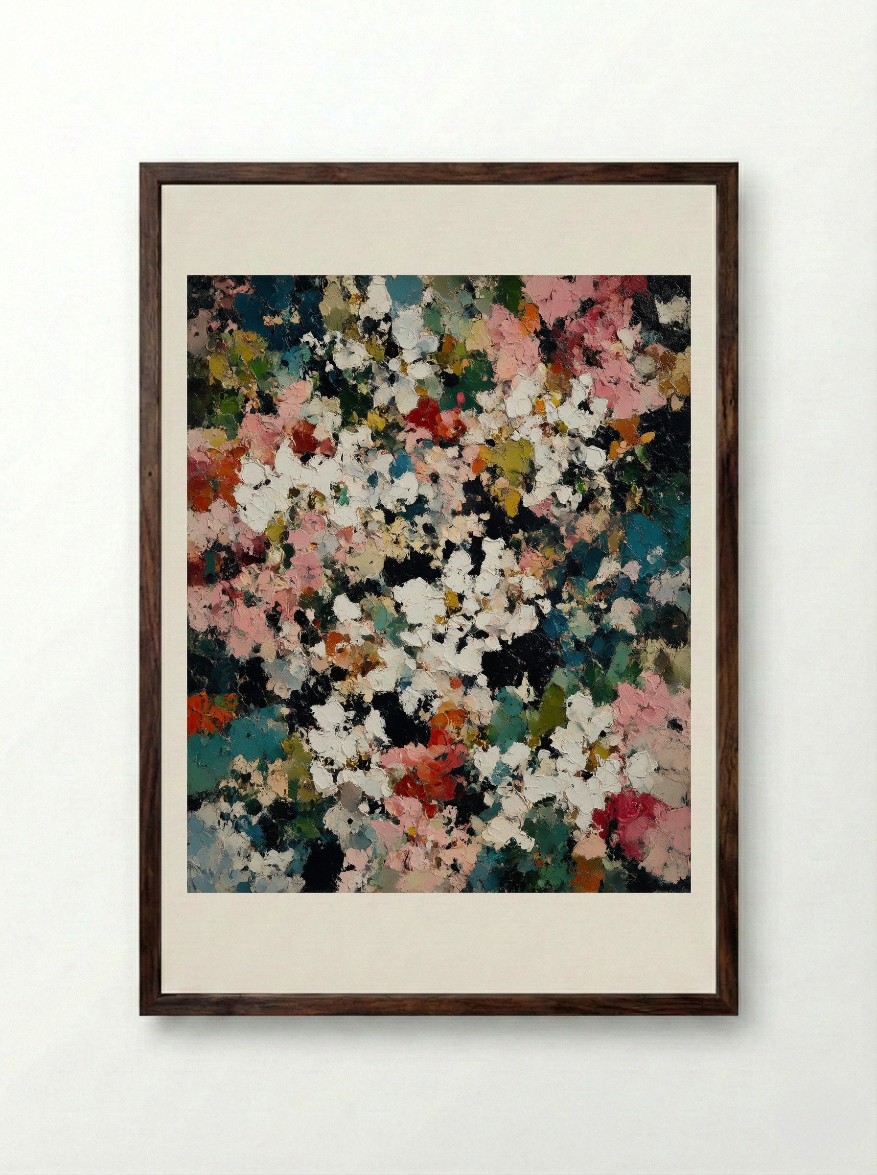 Blush and Bloom - Framed Print Dark Wood