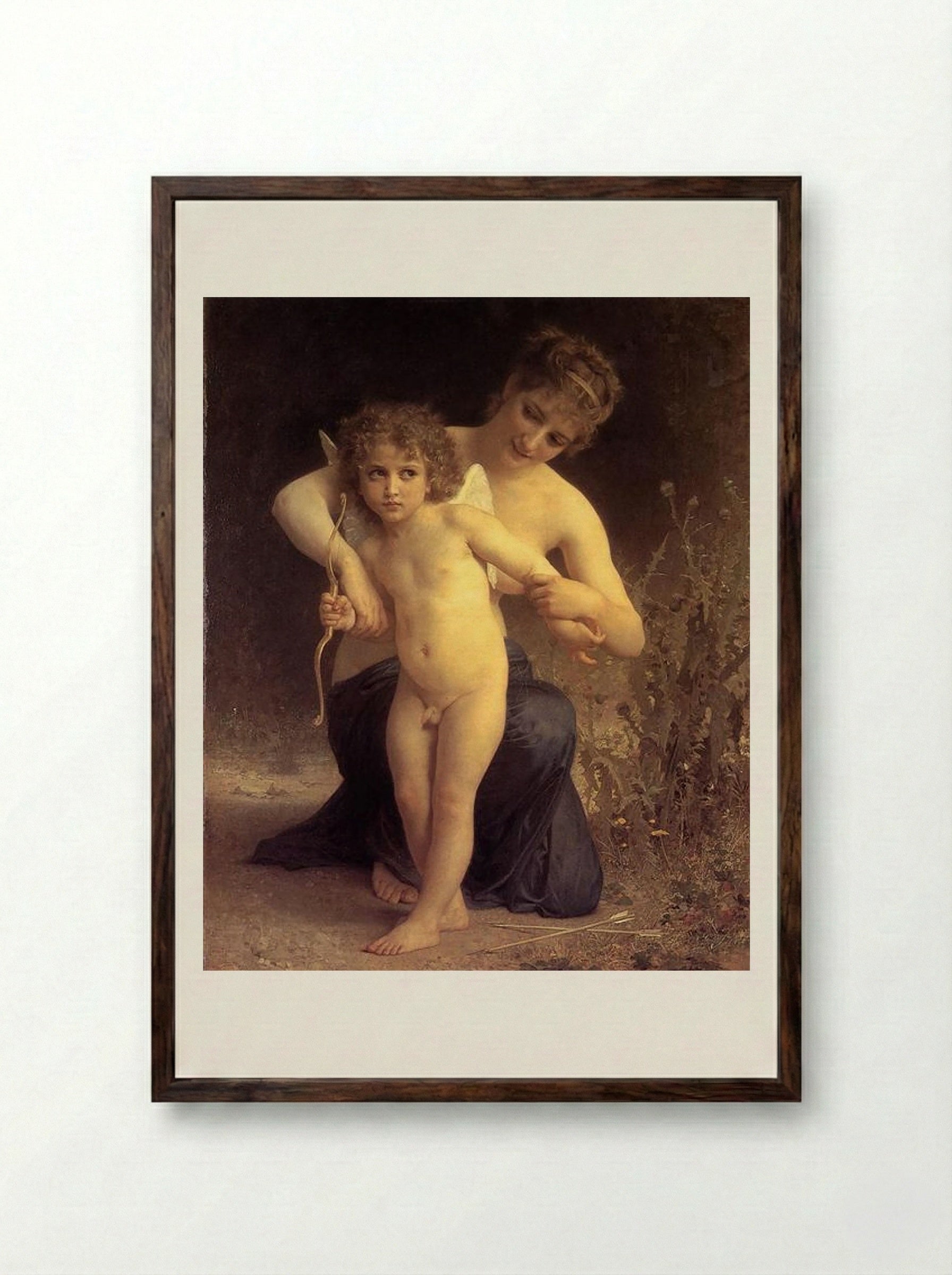 Love Disarmed - William-Adolphe Bouguereau - Framed Print Dark Wood