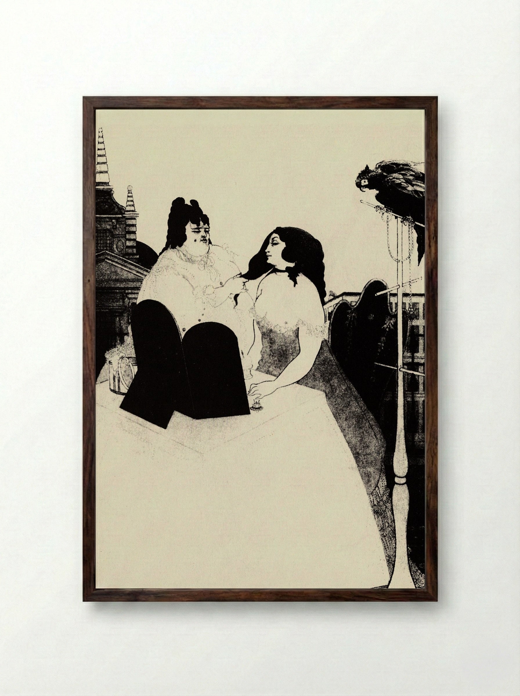 The Lady at the Dressing Table - Henri de Toulouse-Lautrec - Framed Print Dark Wood