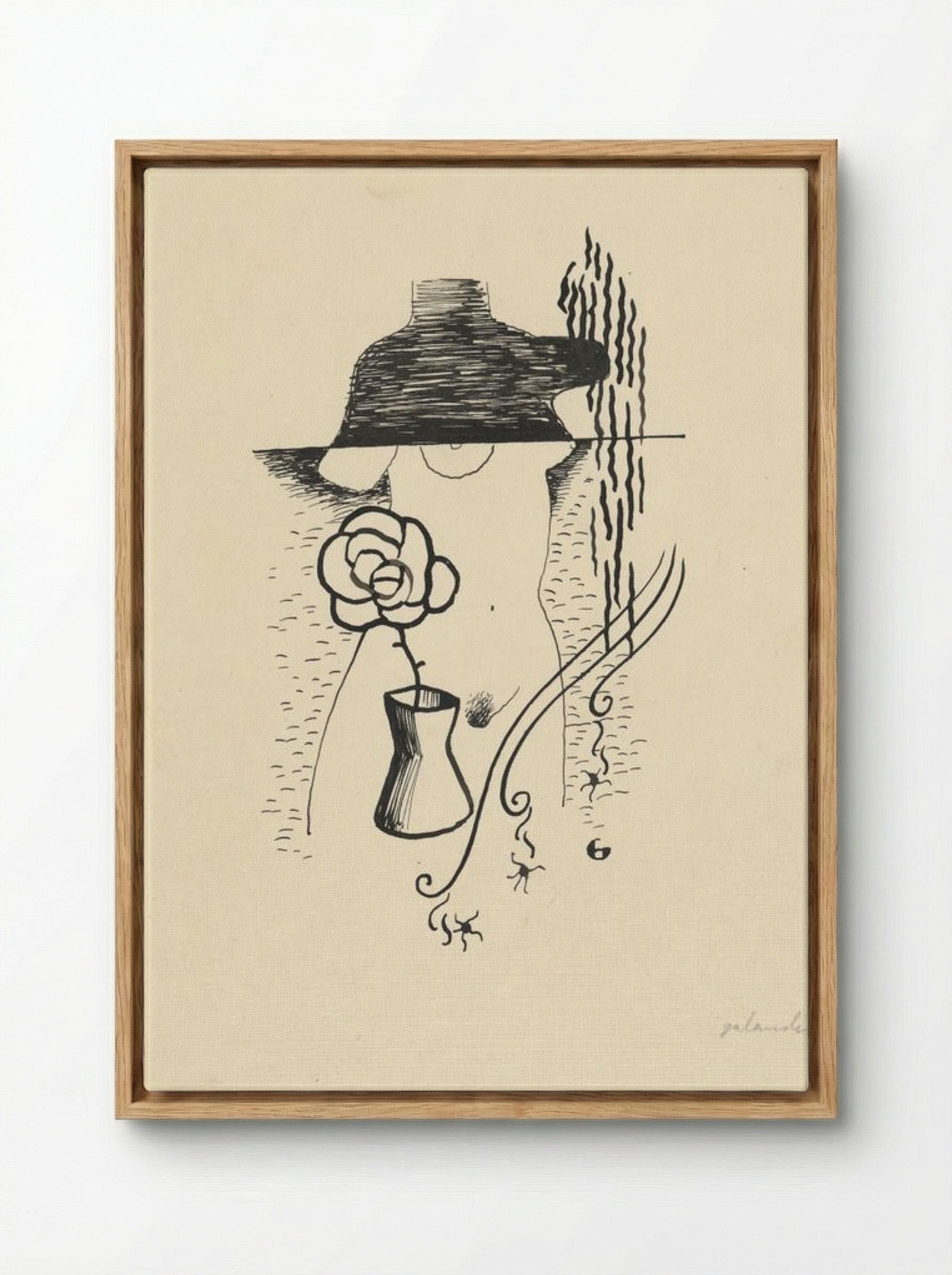 Woman and Flower - Mikuláš Galanda - Framed Canvas Wood