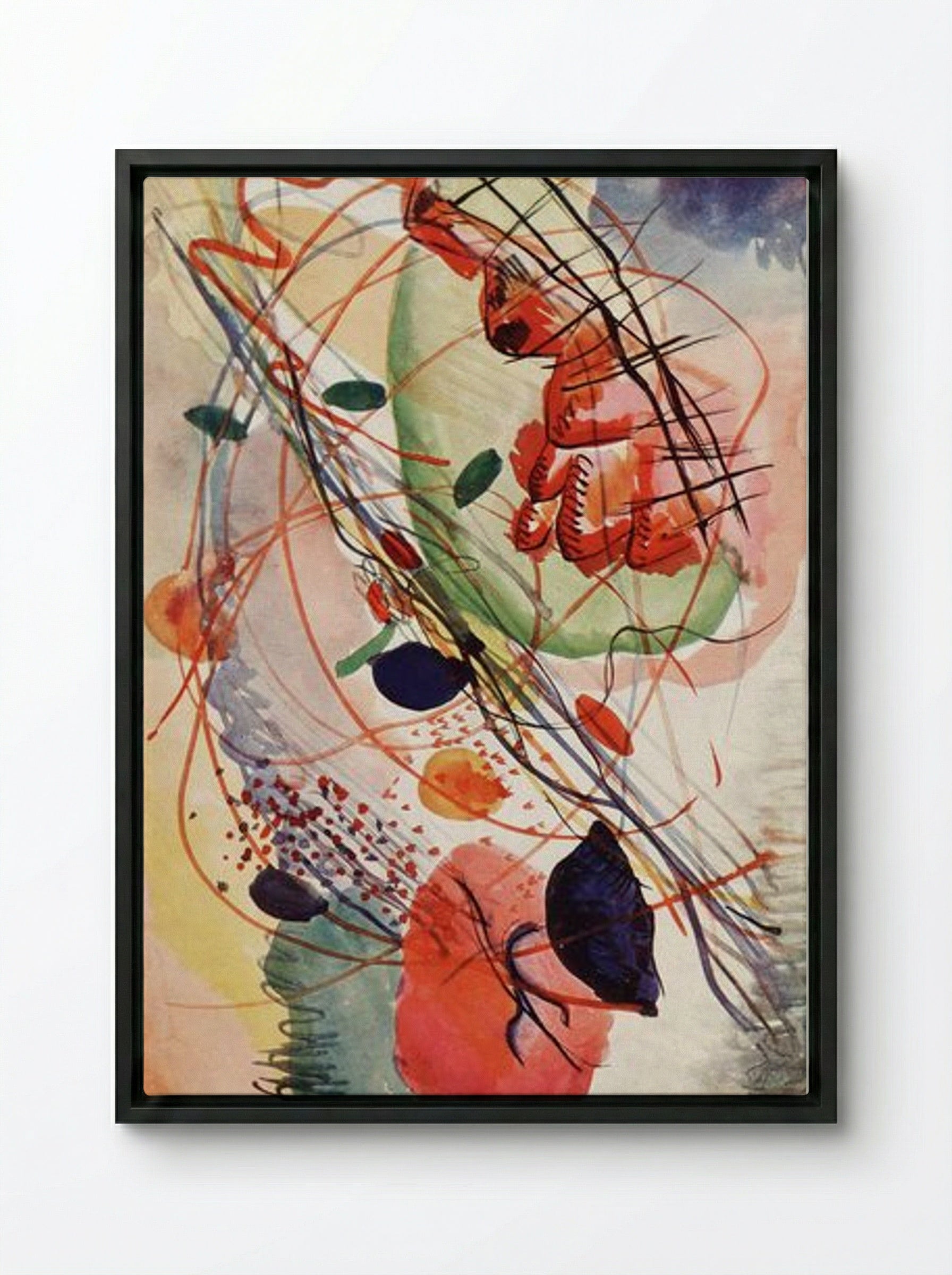 Untitled (Abstract Composition, Watercolour) - Wassily Kandinsky - Framed Canvas Black