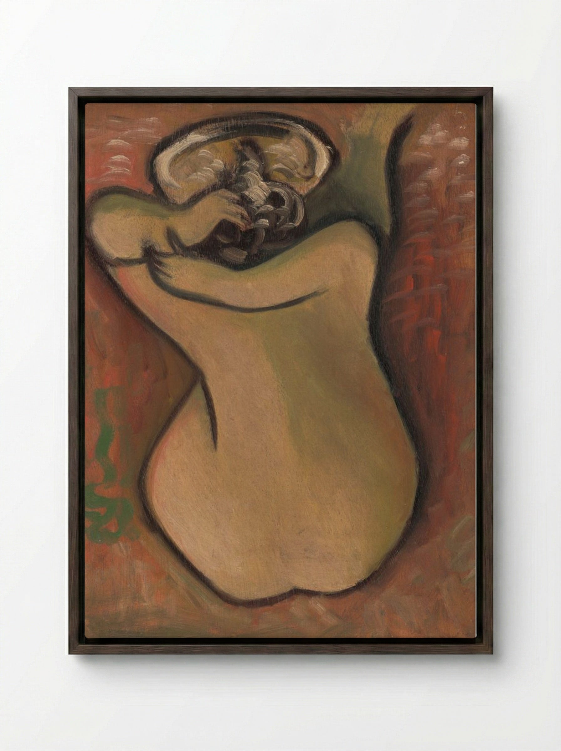 Woman Washing Herself - Mikuláš Galanda - Framed Canvas Dark Wood