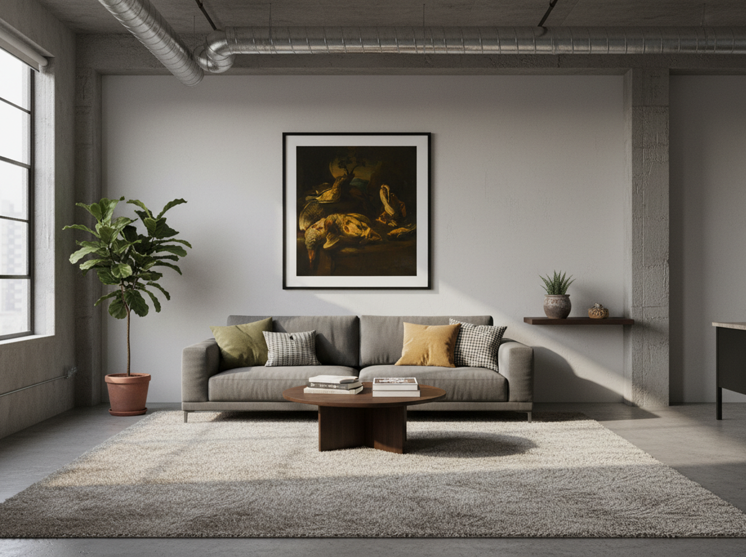 Hunting Still Life with Birds and Dog - Fine Art Print - Lifestyle
