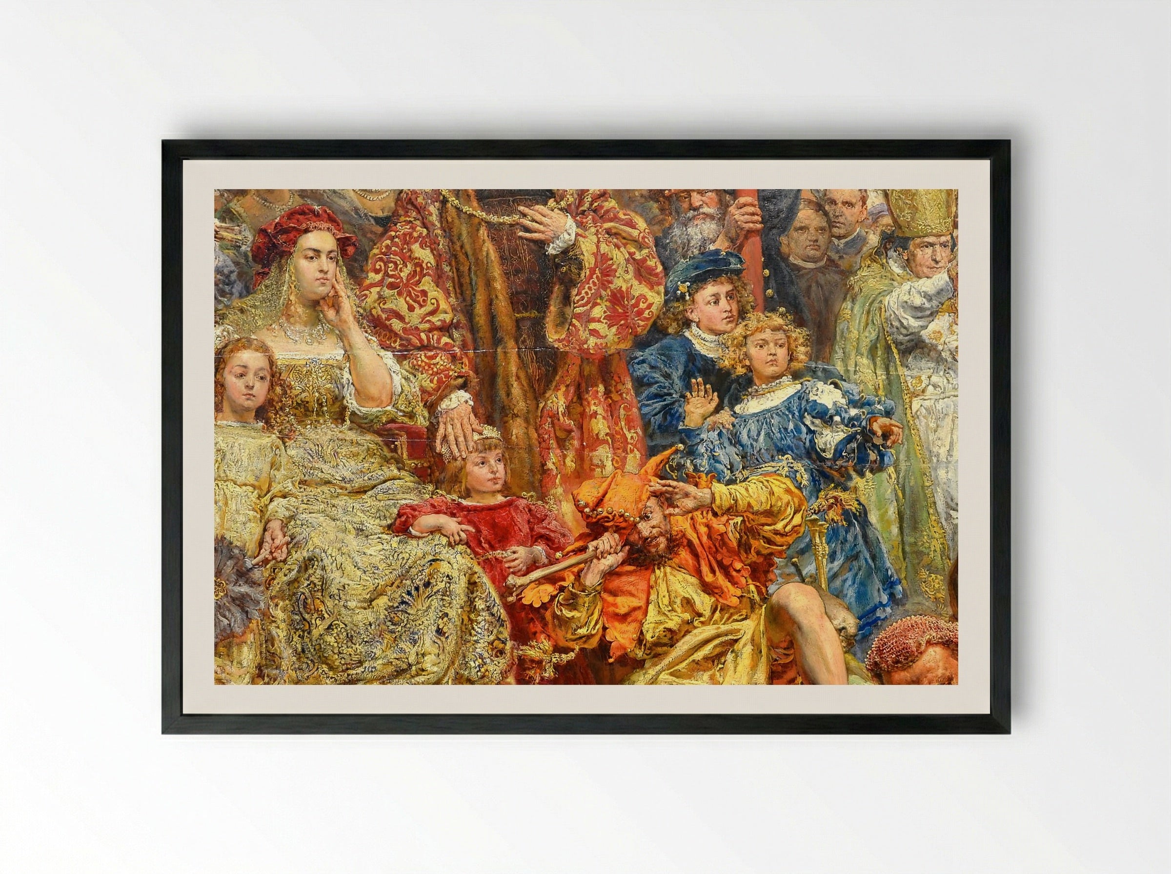 Fragment of The Hanging of the Sigismund Bell - Jan Matejko - Framed Print Black