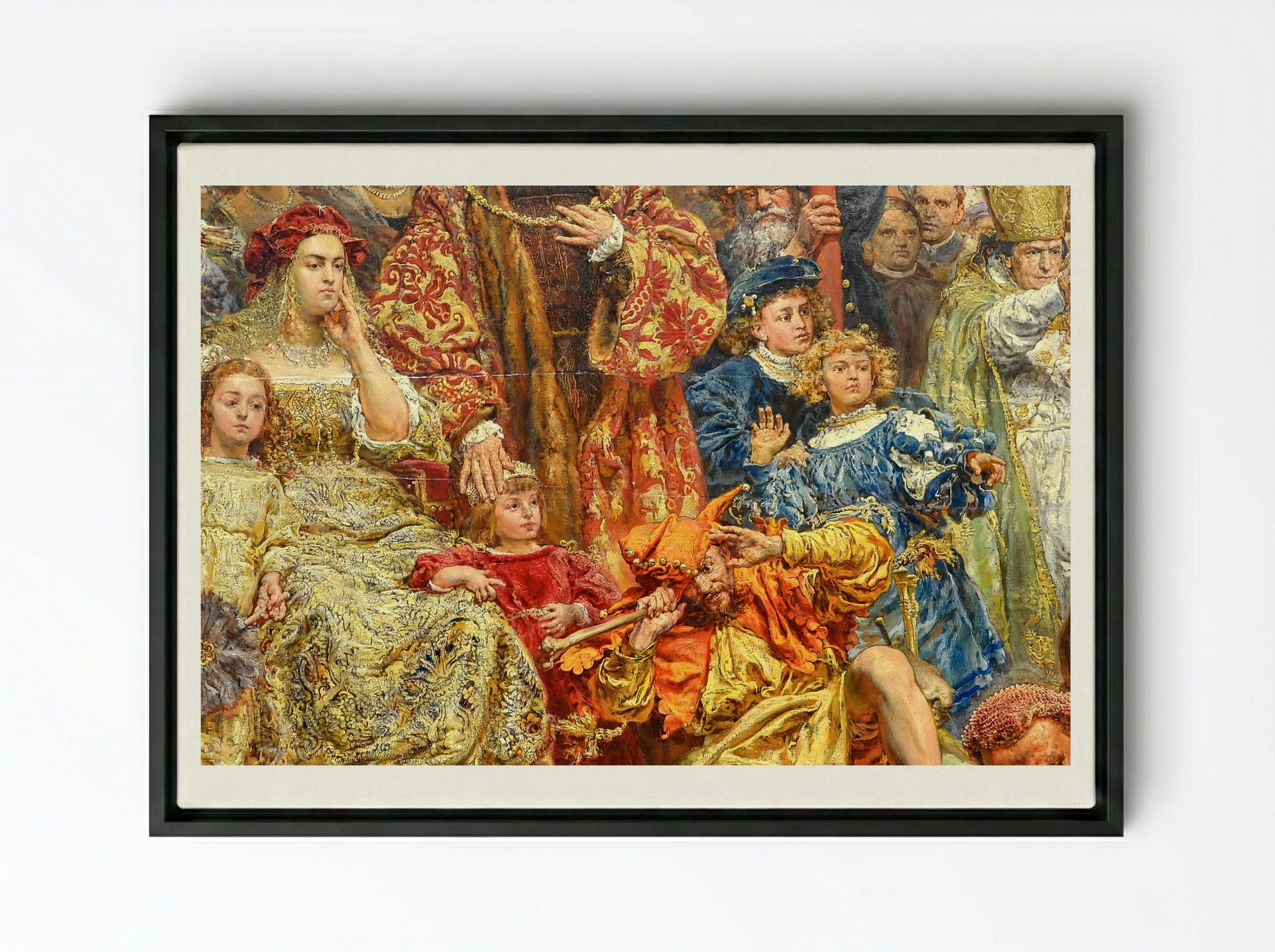 Fragment of The Hanging of the Sigismund Bell - Jan Matejko - Framed Canvas Black