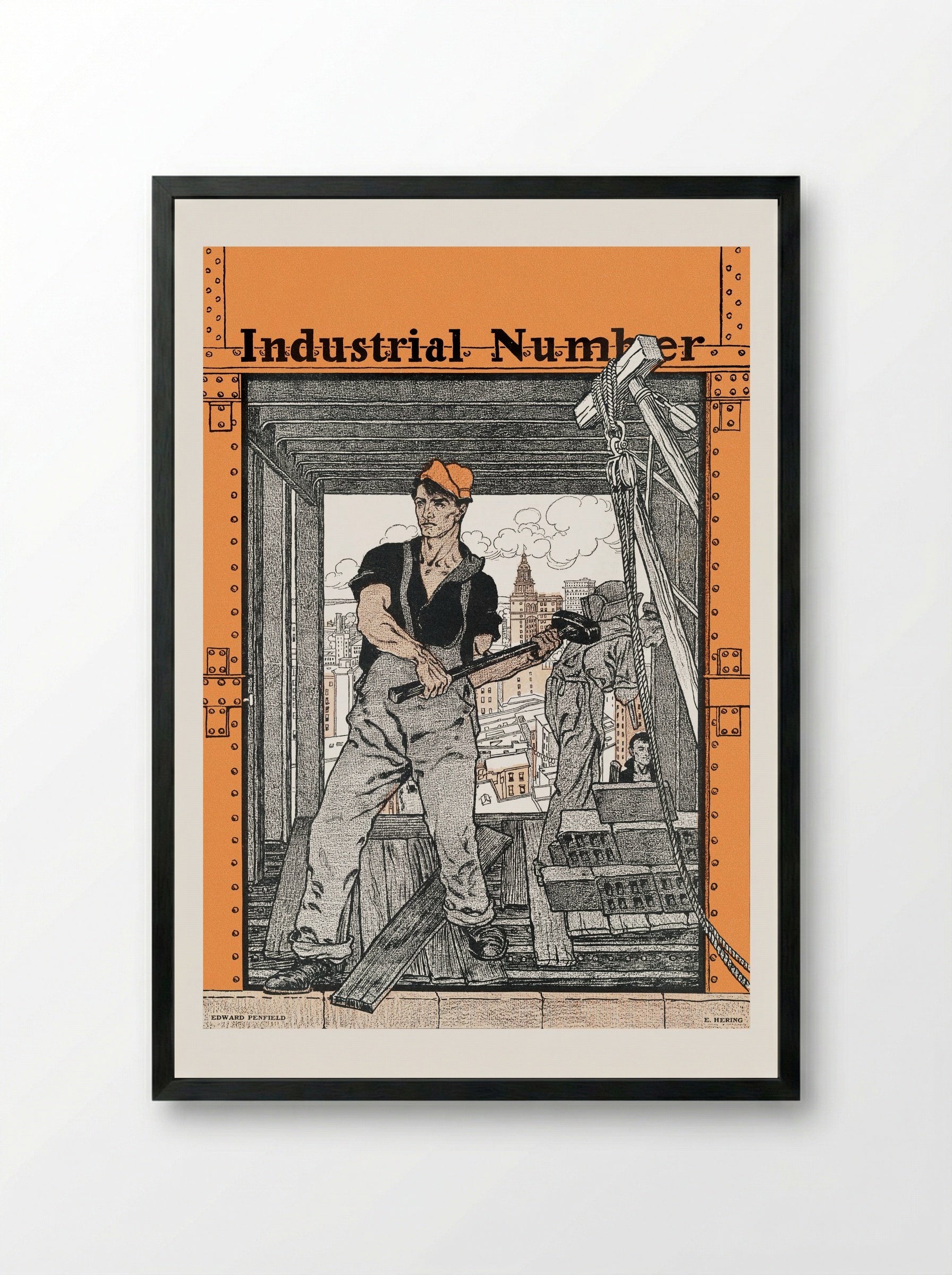 Industrial Number - Edward Penfield - Framed Print Black