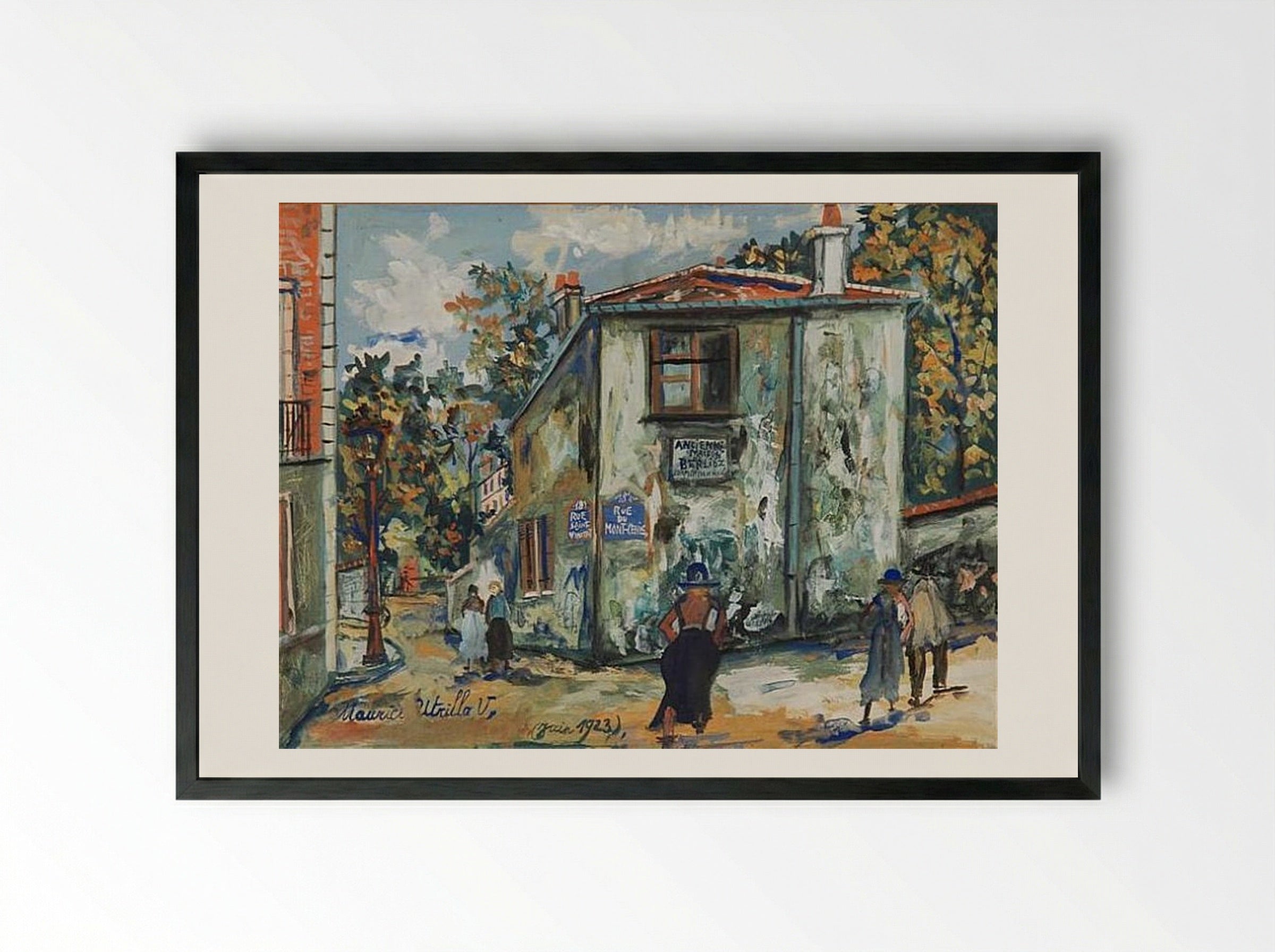 Rue du Mont-Cenis - Maurice Utrillo - Framed Print Black