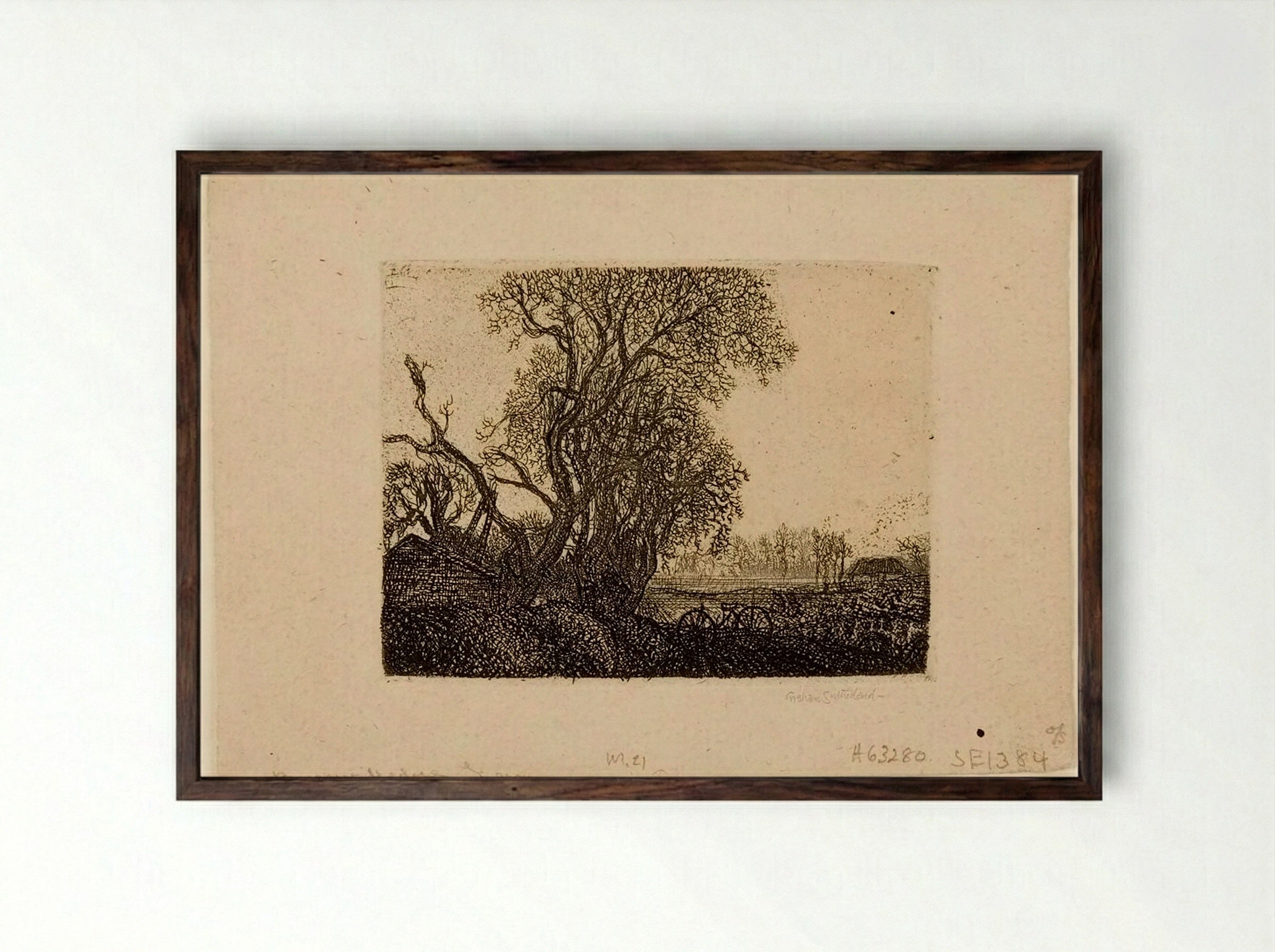 Barrow Hedges Farm - Graham Sutherland - Framed Print Dark Wood