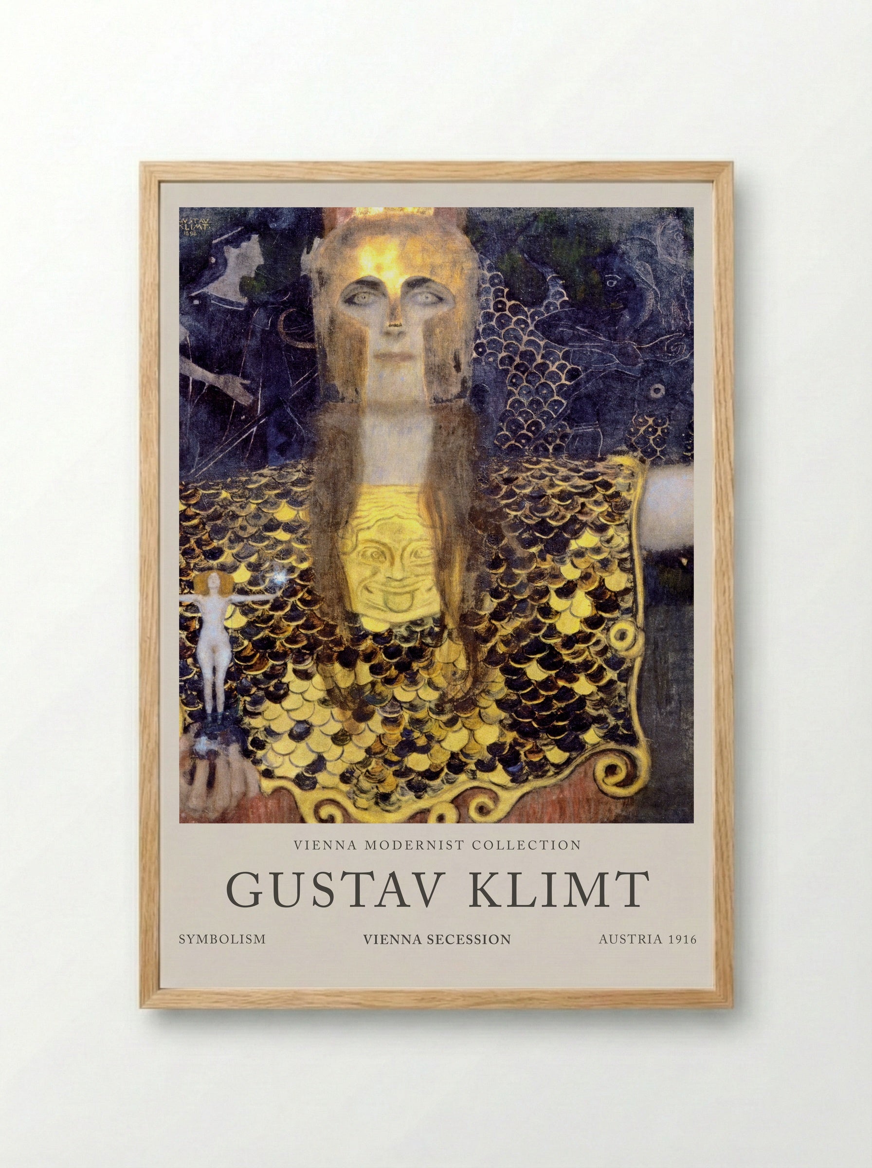 Pallas Athena - Gustav Klimt - Framed Print Wood