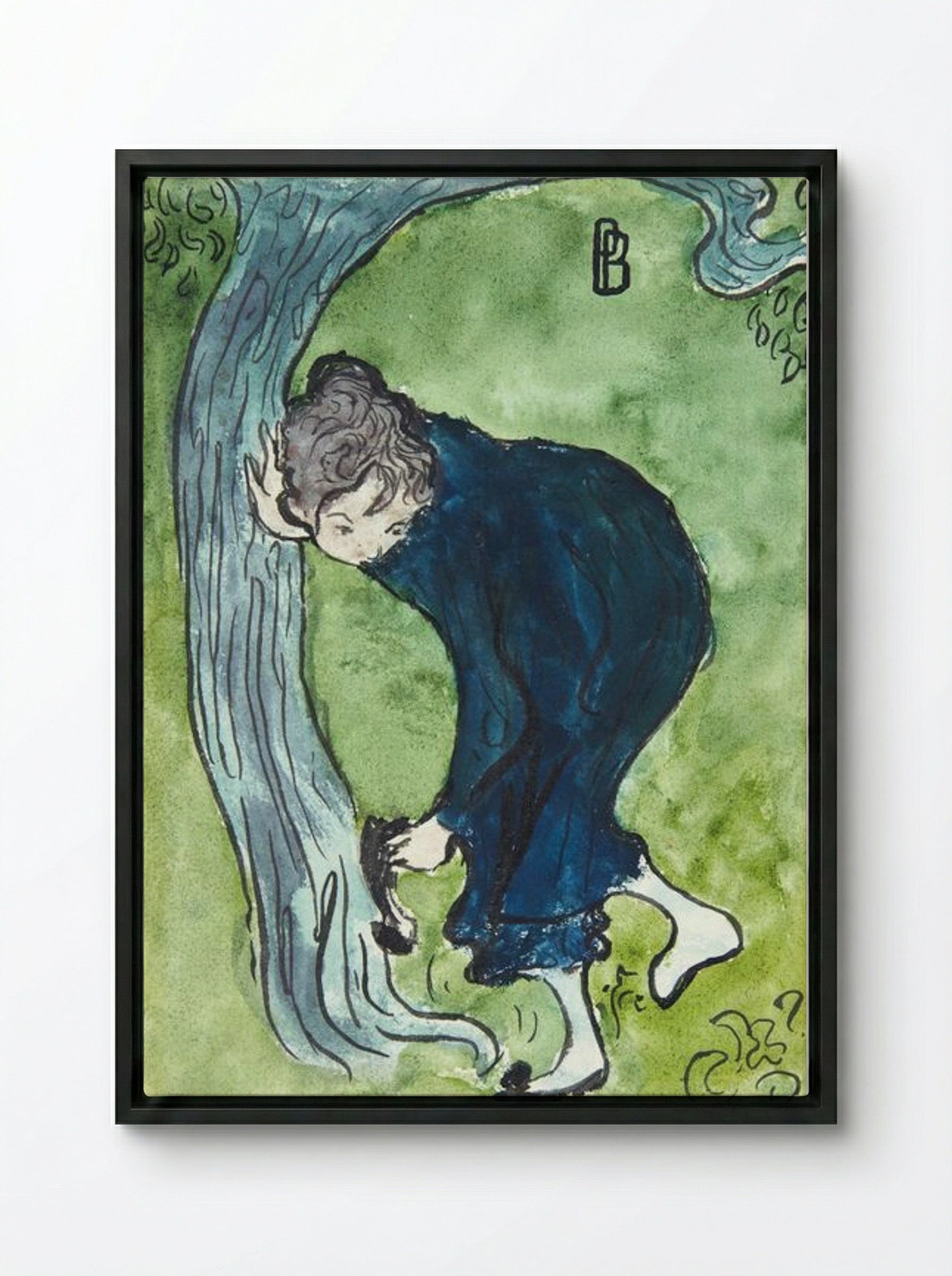 The False Step - Pierre Bonnard - Framed Canvas Black