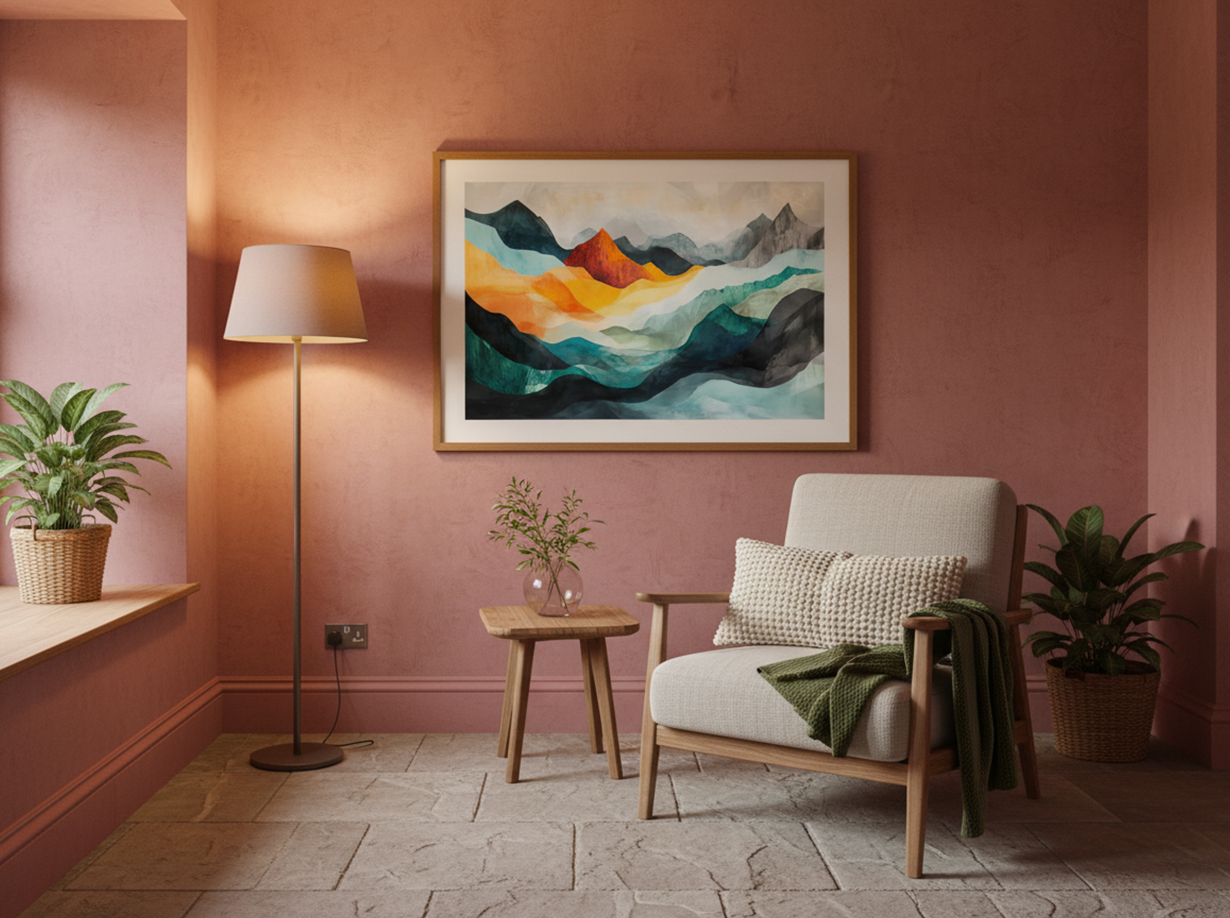 Sunfire Ridge – Abstract Mountain Landscape (Triptych 2 of 3) - Lifestyle