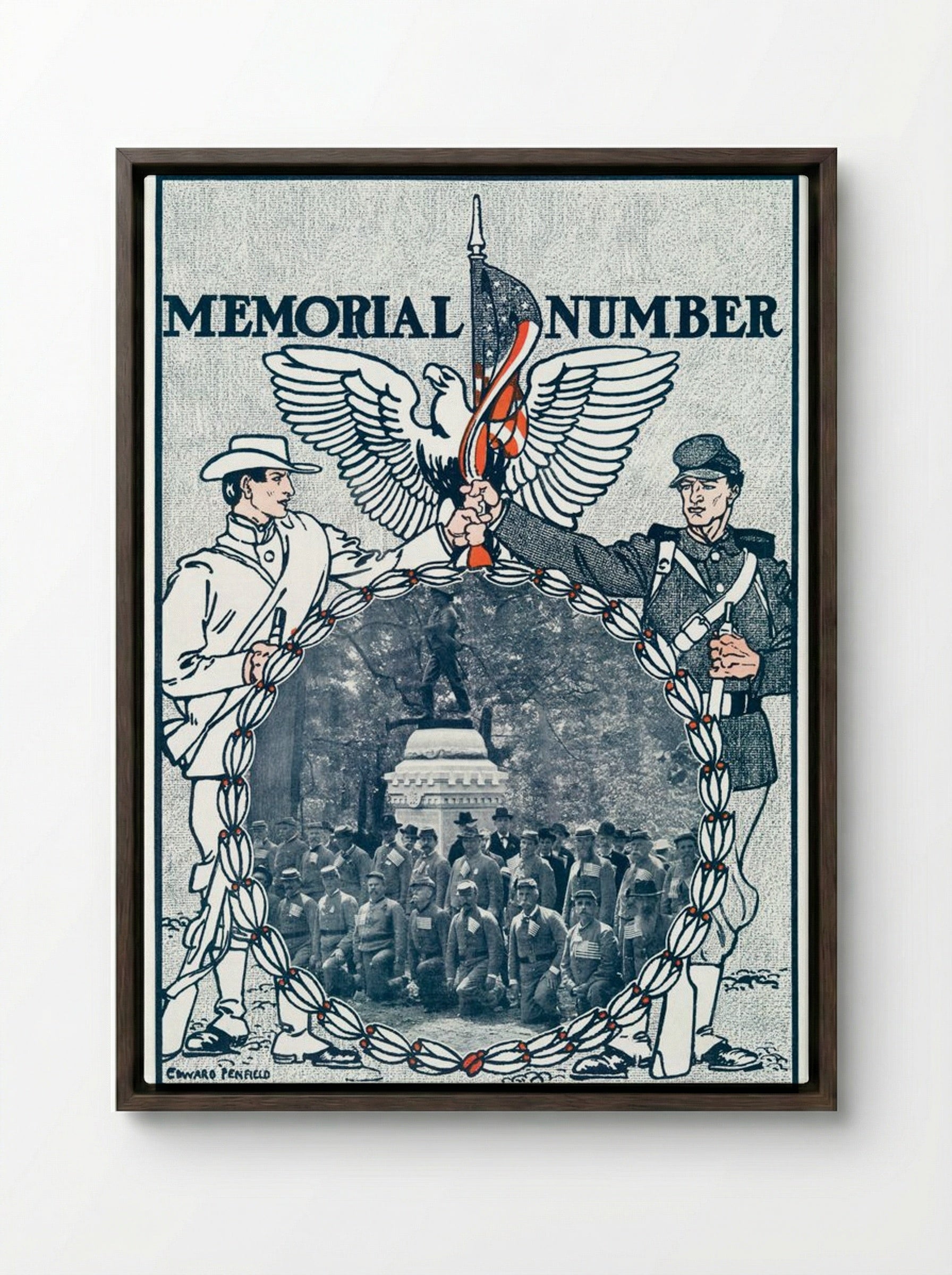 Memorial Number - Edward Penfield - Framed Canvas Dark Wood