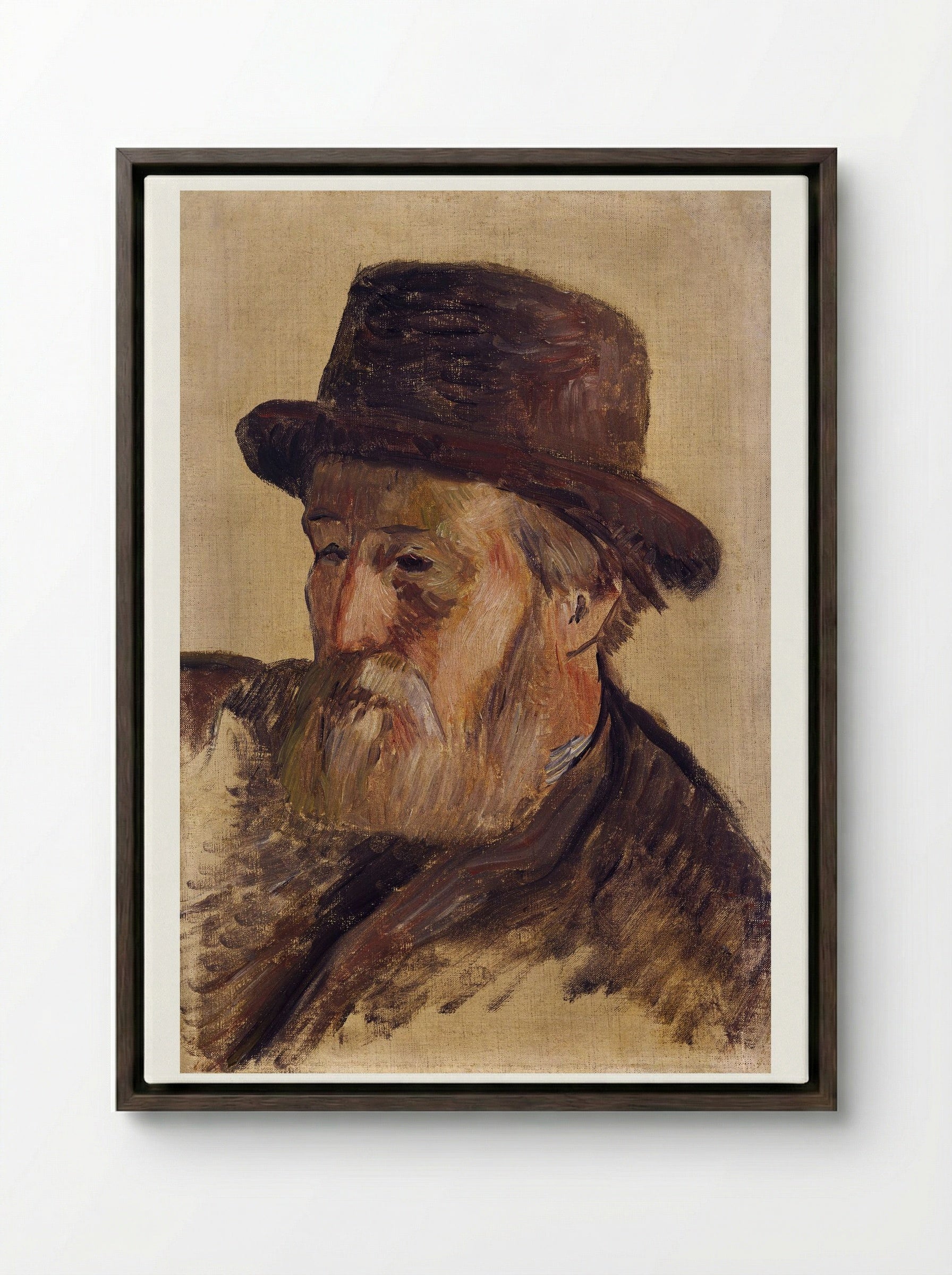 Portrait of a Man - Paul Gauguin - Framed Canvas Dark Wood