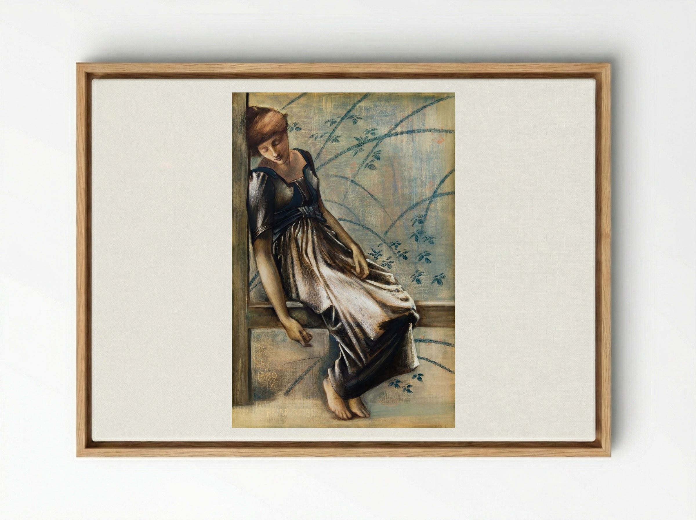 Study for 'The Garden Court' from 'The Briar Rose' Series - Edward Burne-Jones - Framed Canvas Wood