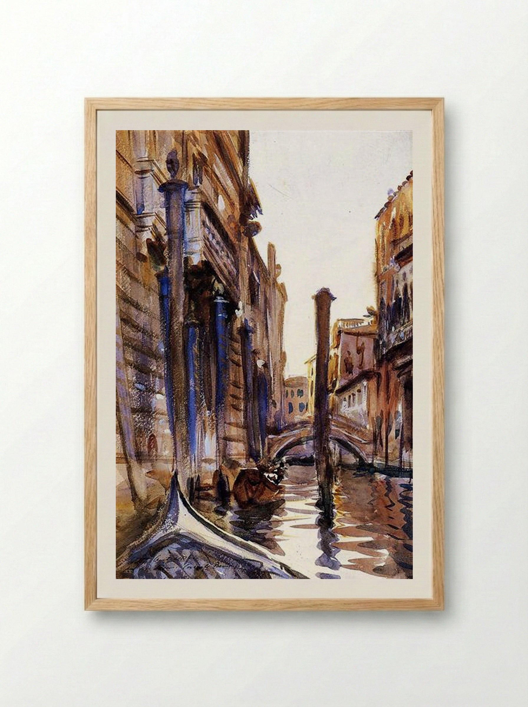 Side Canal in Venice - John Singer Sargent - Framed Print Wood