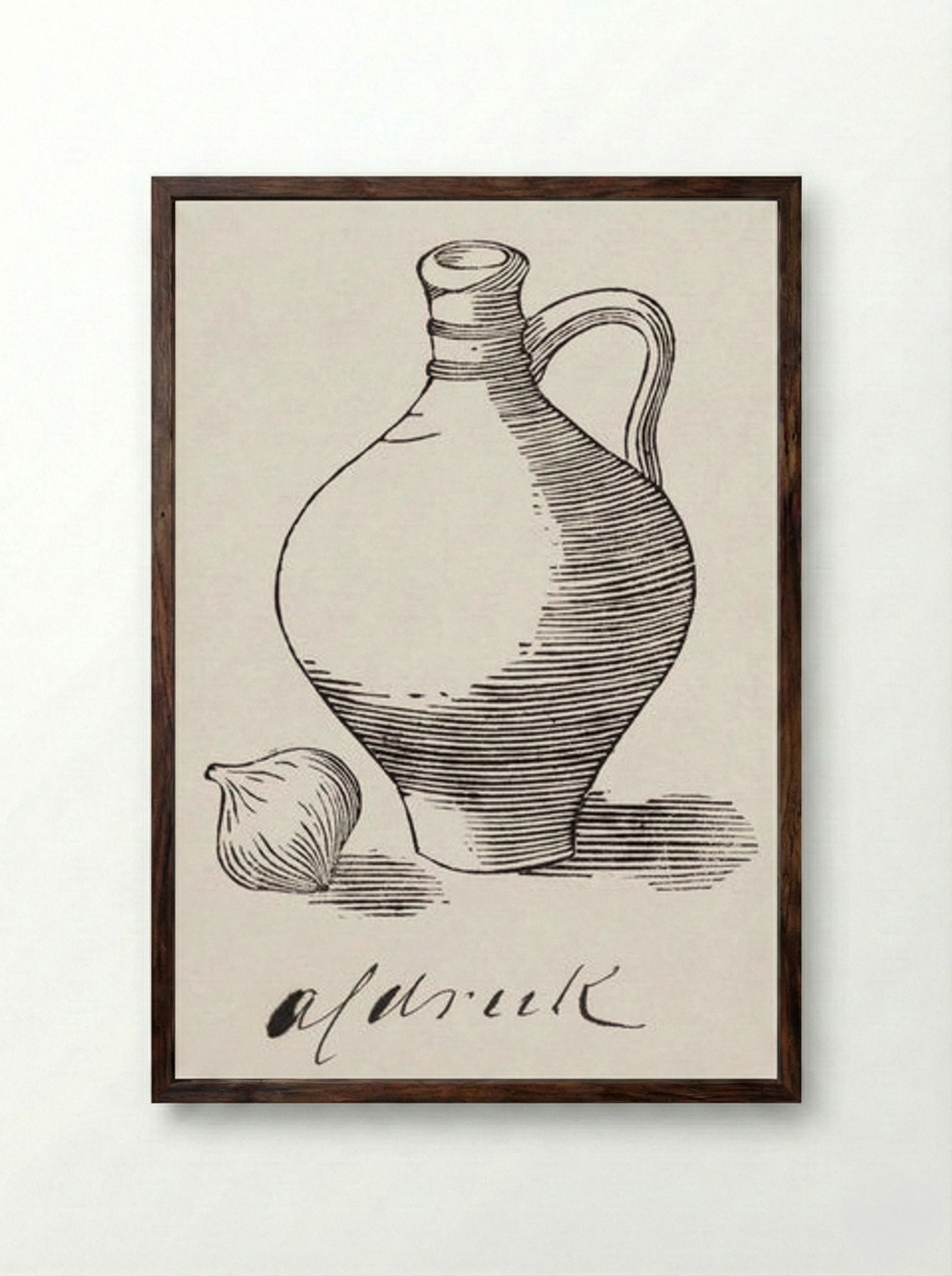 Still Life with Jug and Onion - Julie de Graag - Framed Print Dark Wood