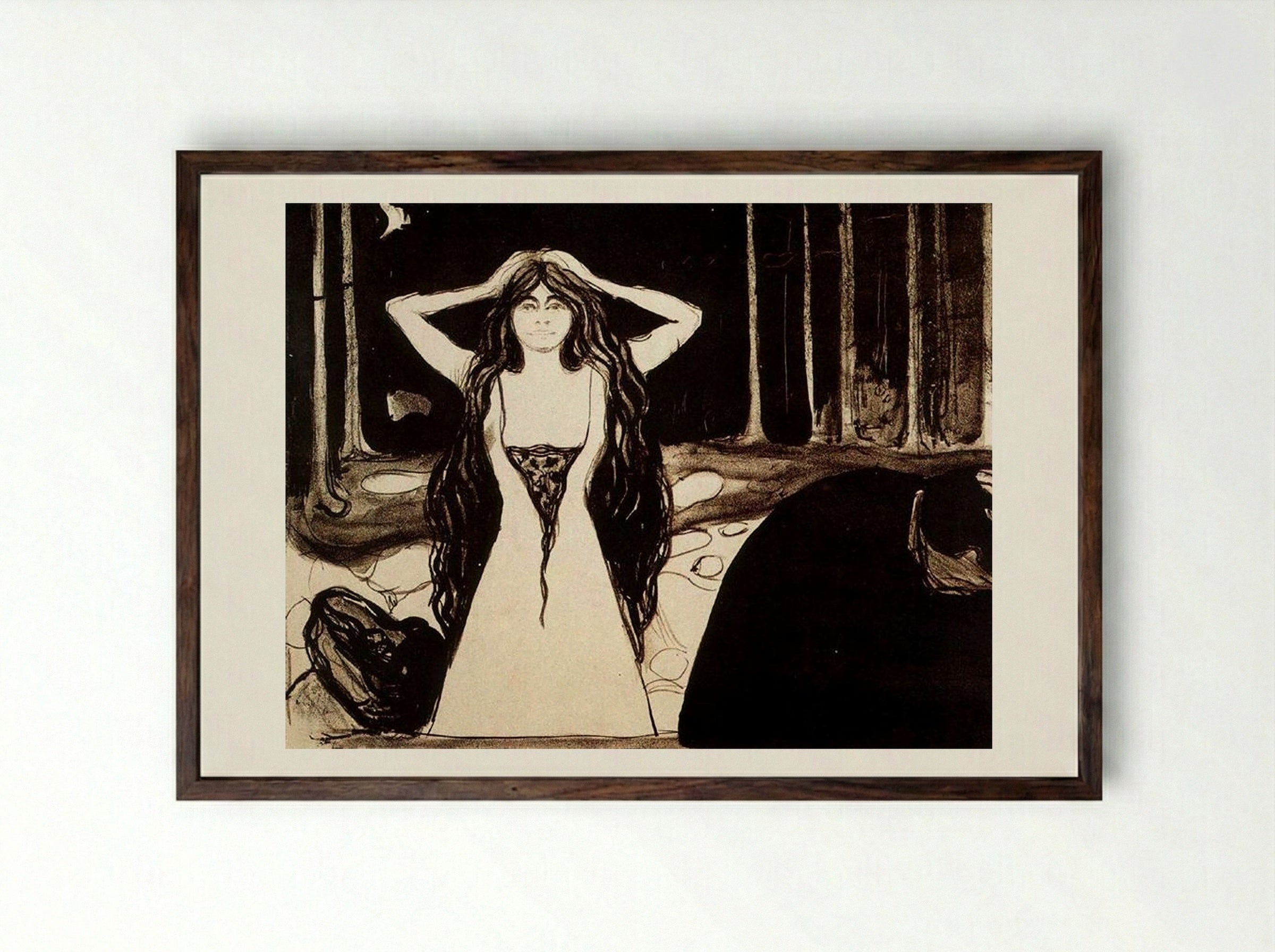 Ashes I - Edvard Munch - Framed Print Dark Wood